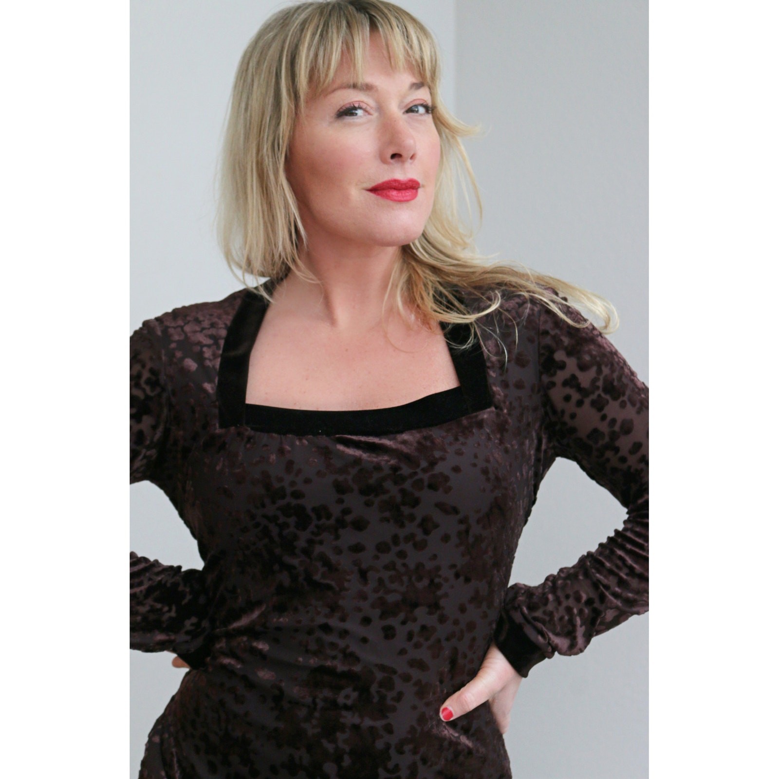 1990’s Vintage Mica Cocoa Burnout Velvet Sheath Midi 90’s Dress ~ Women’s MD LG