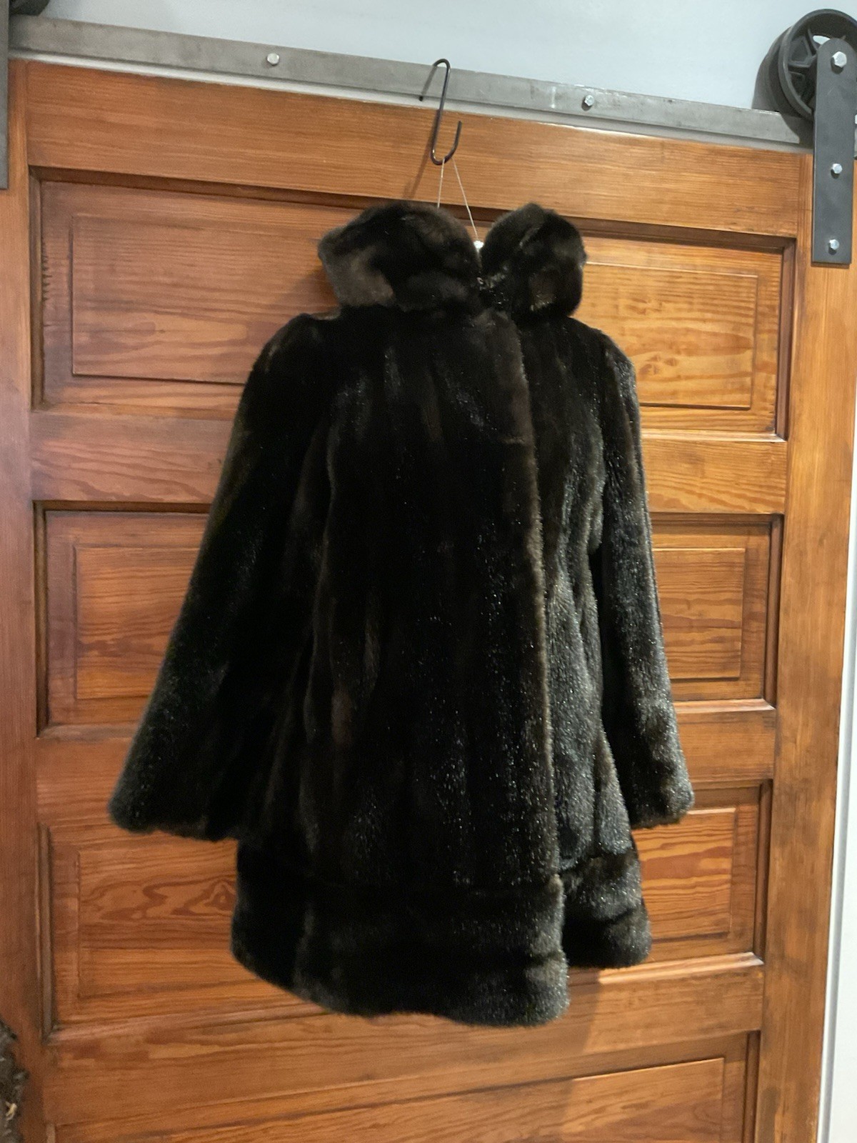 Vtg Tissavel France Country Pacer Faux Mink Fur Coat S/M Jacket Mob Wife 1970s