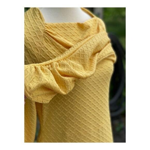 Vintage | 60s Maxi Dress Leg O Mutton Sleeve Quilted Waffle Knit Sz M