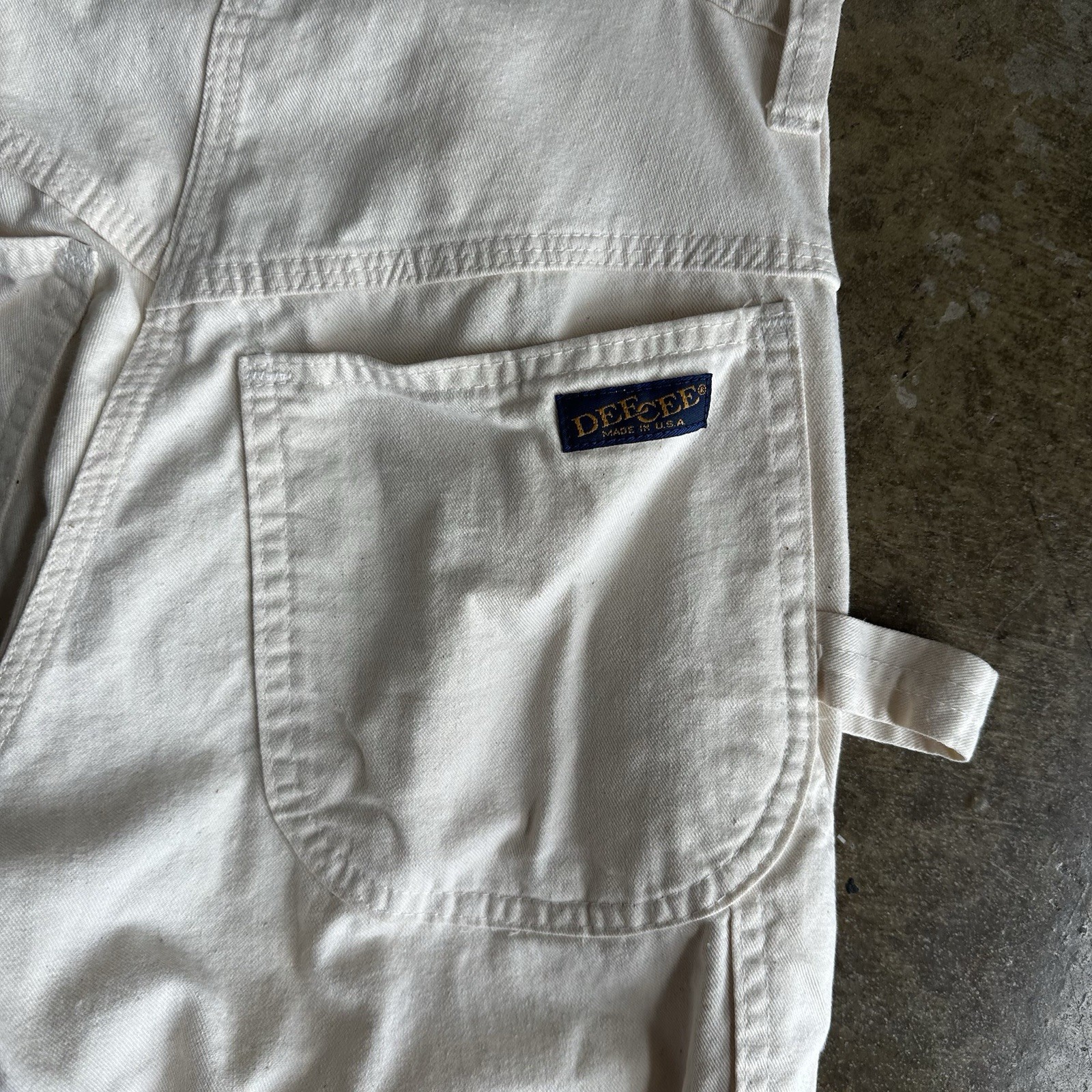 Vintage 80’s Dee Cee Cotton Canvas White Carpenter Pants | Size 26×36