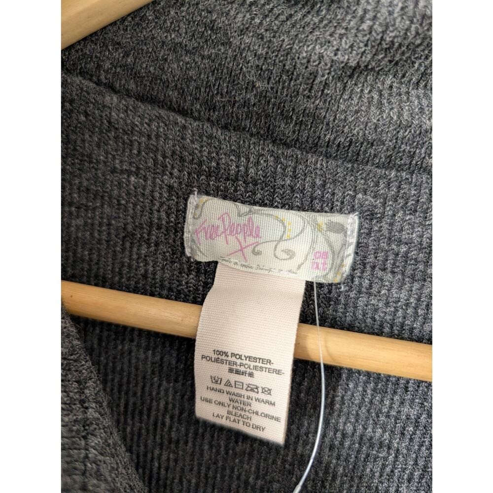 Free People Oversized Poncho with Pockets Gray & Cream OS Winter Indie Cottage