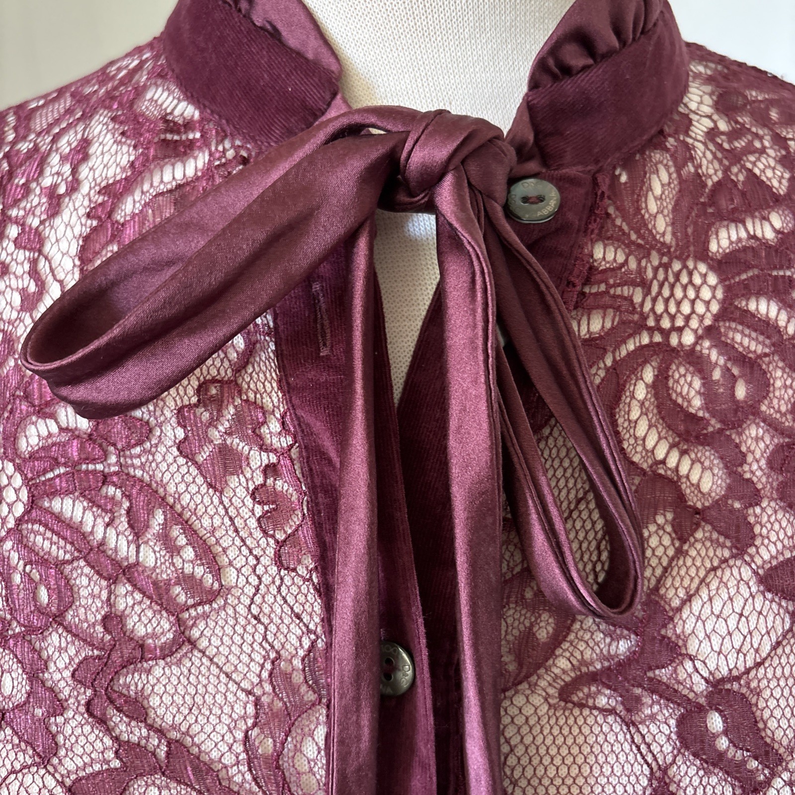 Vintage Dolce Gabbana D&G Silk Lace Mesh Long Sleeve Shirt Blouse Top Size 42