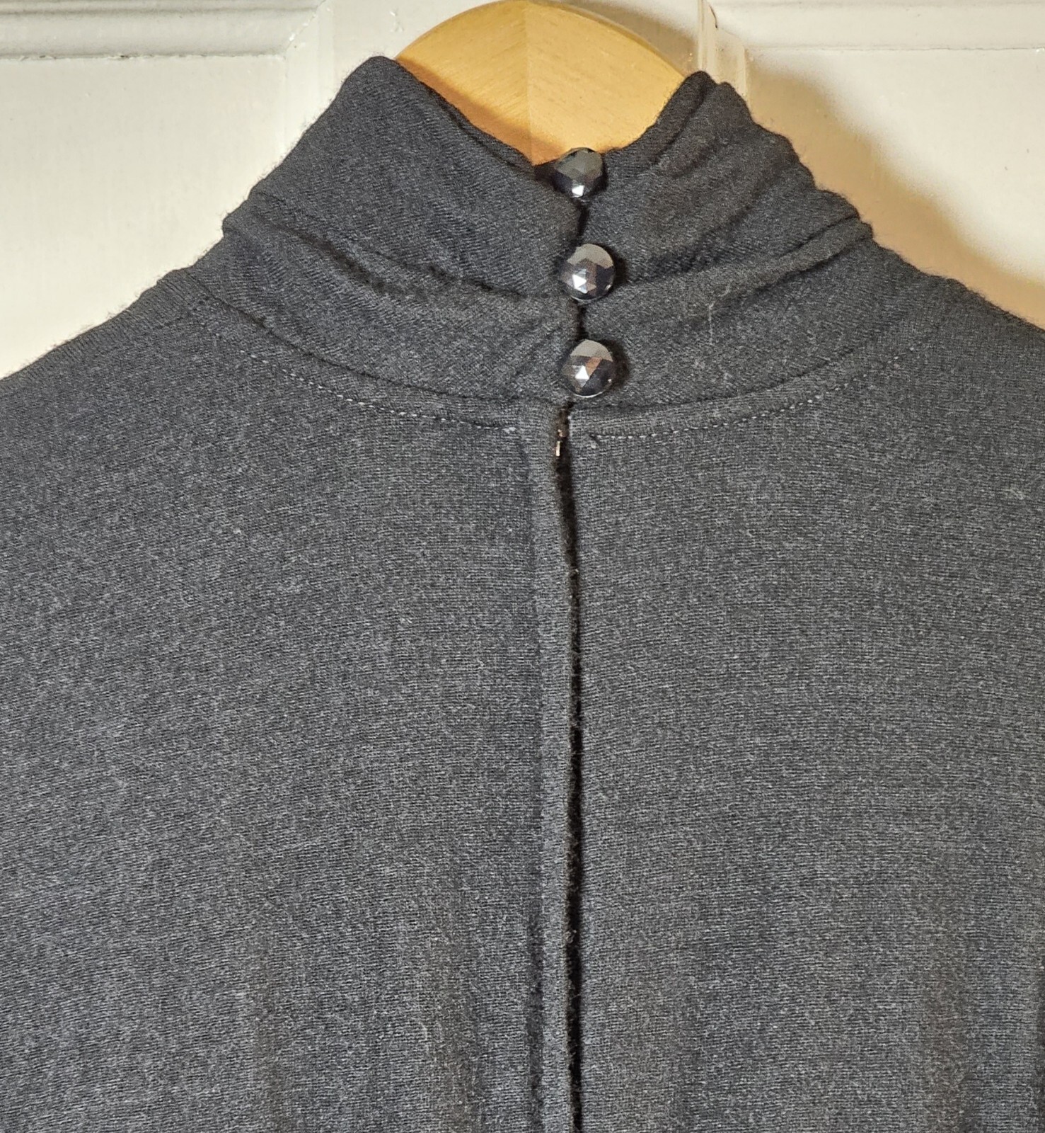 Vtg 80’s The Kollection Petites Dress Women Sz 12P Black Wool L/S Tiered Ruffles