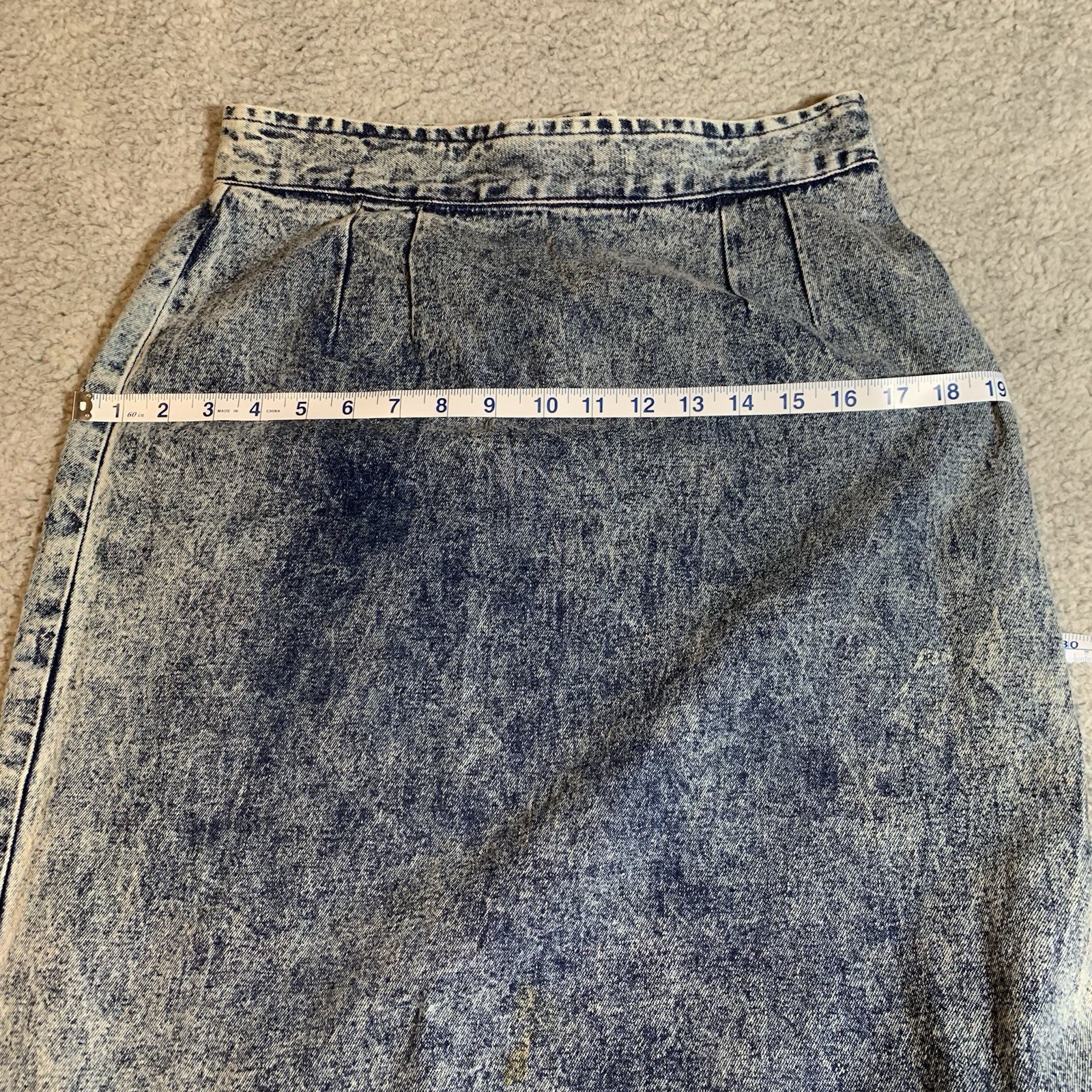 Vintage Camarim Denim Skirt Set 80s Acid Wash Jacket Western Patchwork Size 6