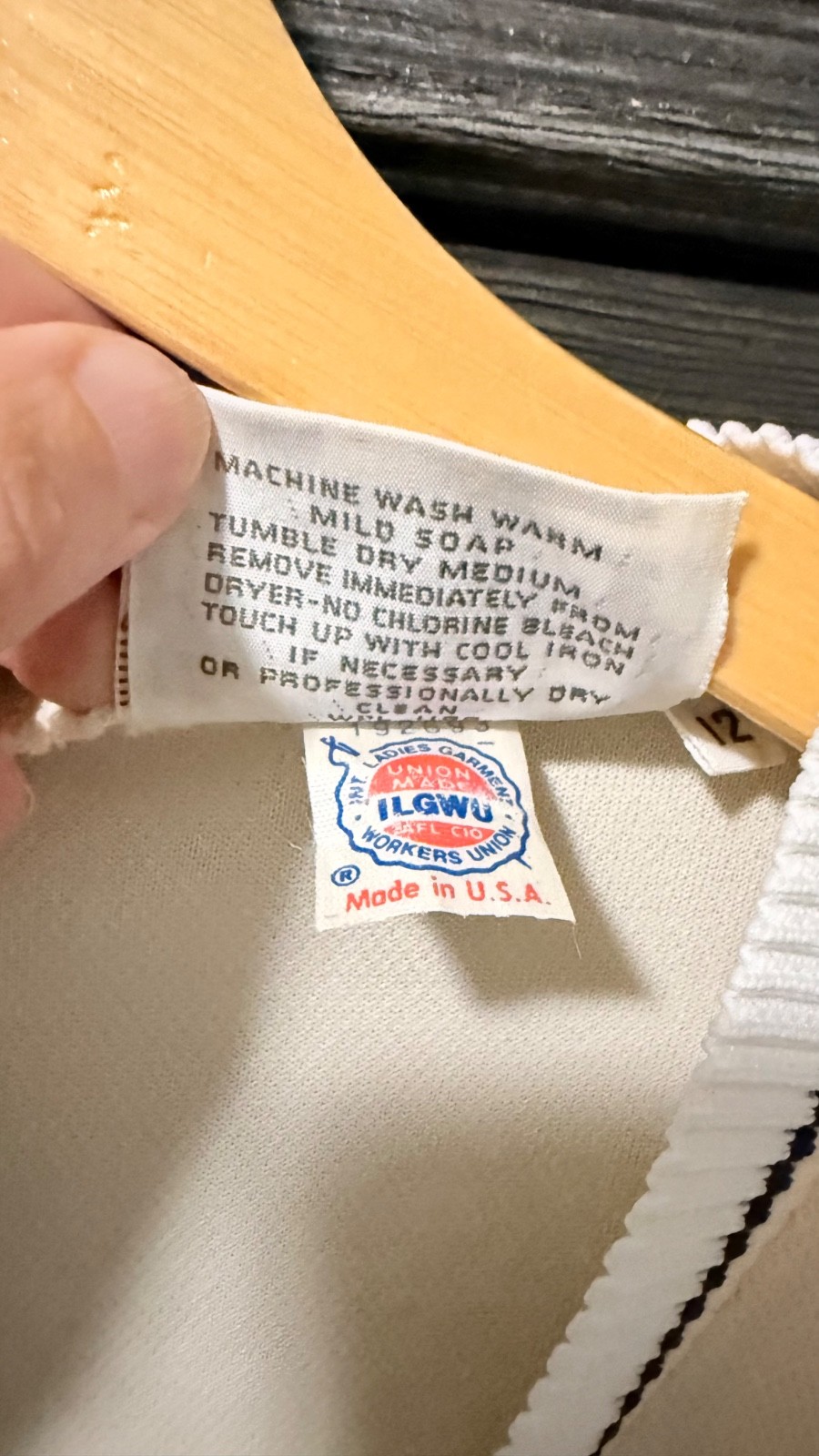 Vintage David Crystal Lacoste Tennis Dress USA Cream Navy Trim Belted Size 12
