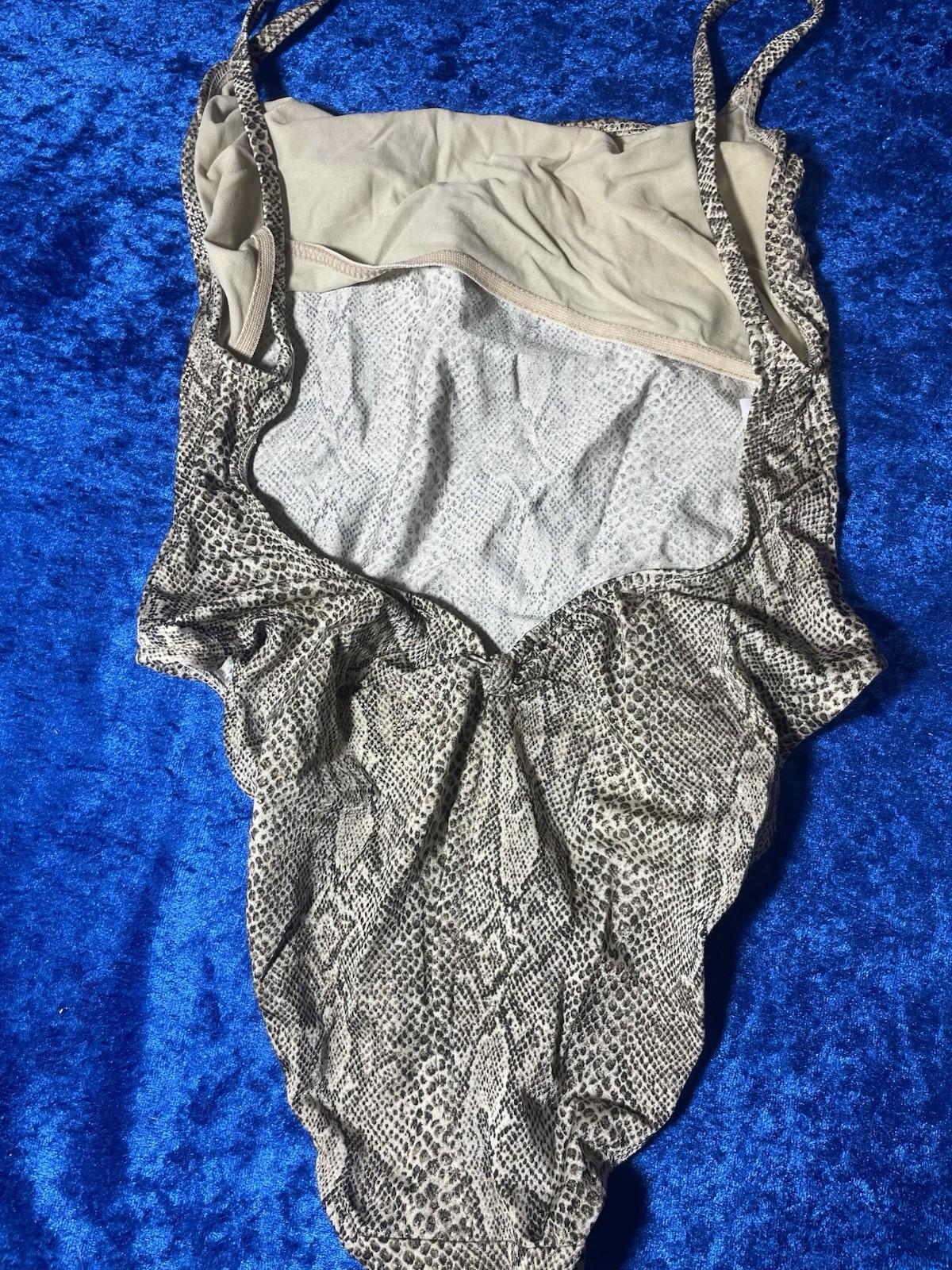 Vintage Cole Of California Jrs Swimsuit Sexy Snakeskin Backless Size 13/14 Large