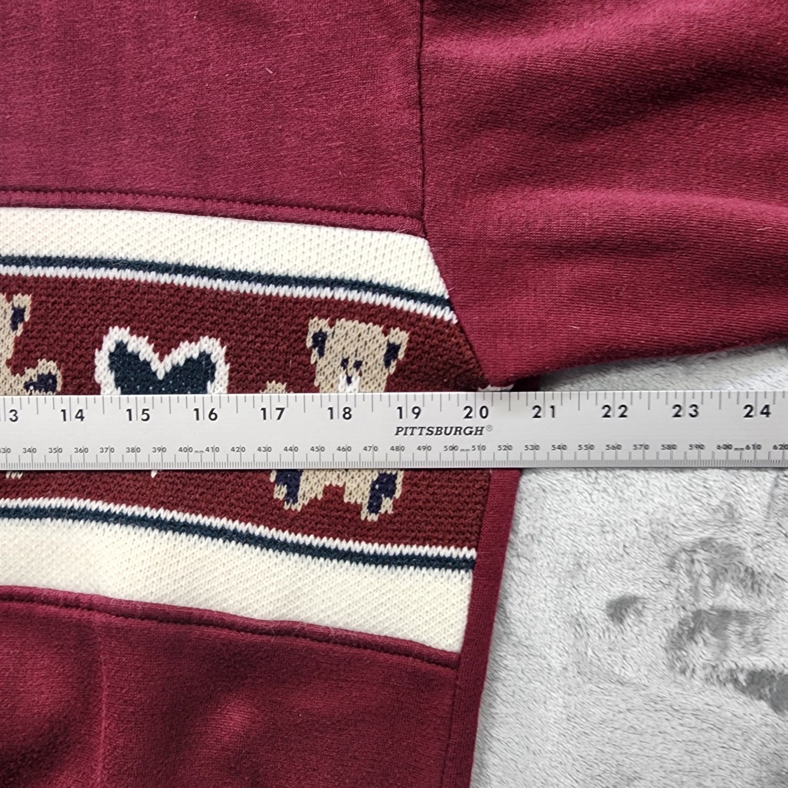 Vintage 90s Bonnie Evans Sport Sweatshirt Women M Funnel Neck Teddy Bears Hearts