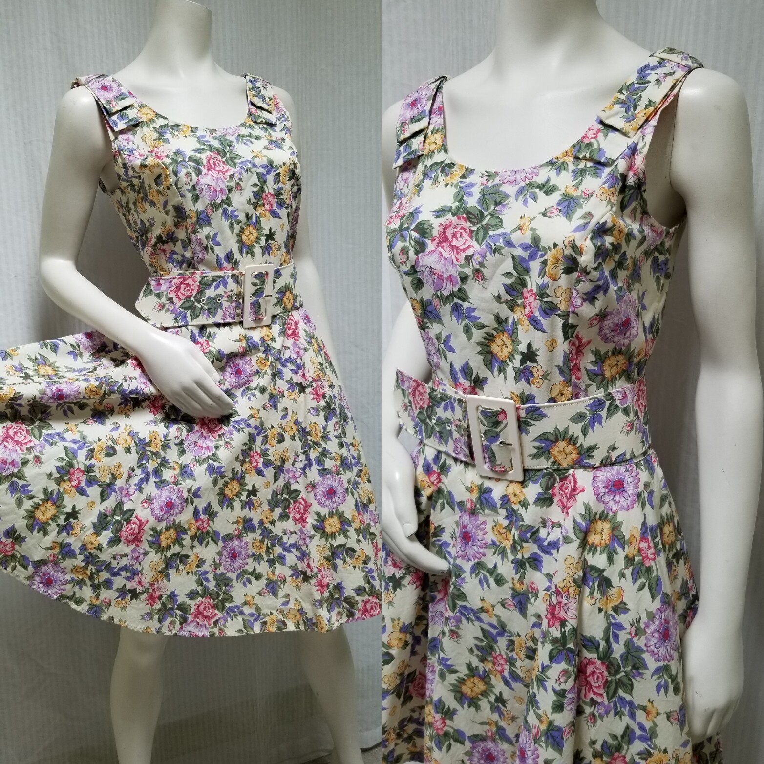 Vintage 1980/90’s JONI BLAIR Floral Fit n Flare Dress w/ Crinoline – Size M