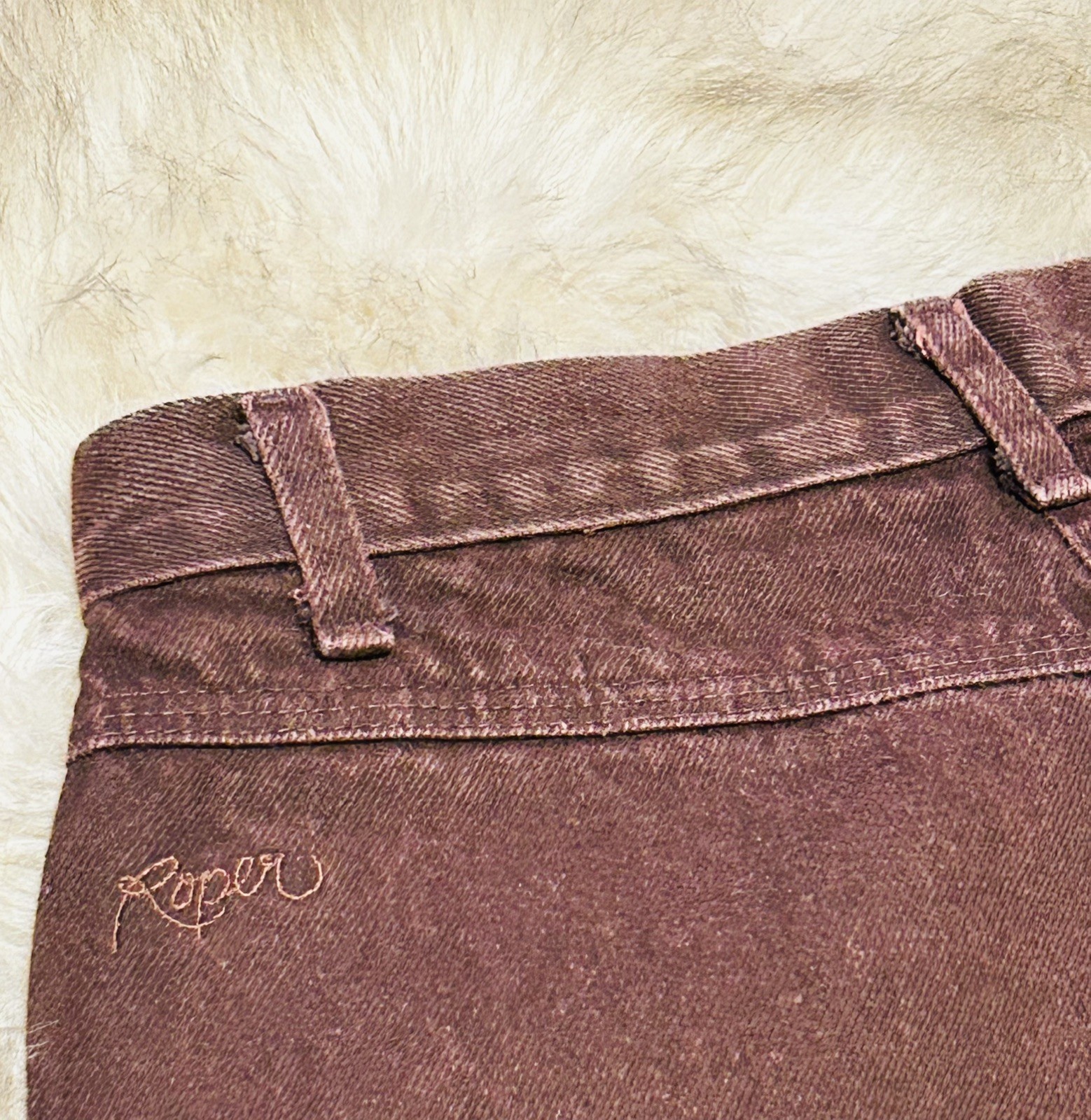 VTG 80s Roper Multi Yoke Pocketless Maroon Western Jeans Sz 11 W26 USA Tag