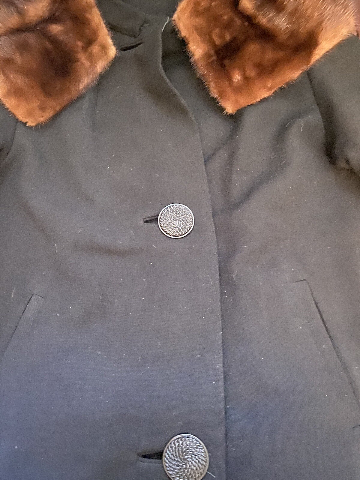 Vtg Stevens Forstmann Wool Blend Coat Fur Collar Women’s Button Missing Size???