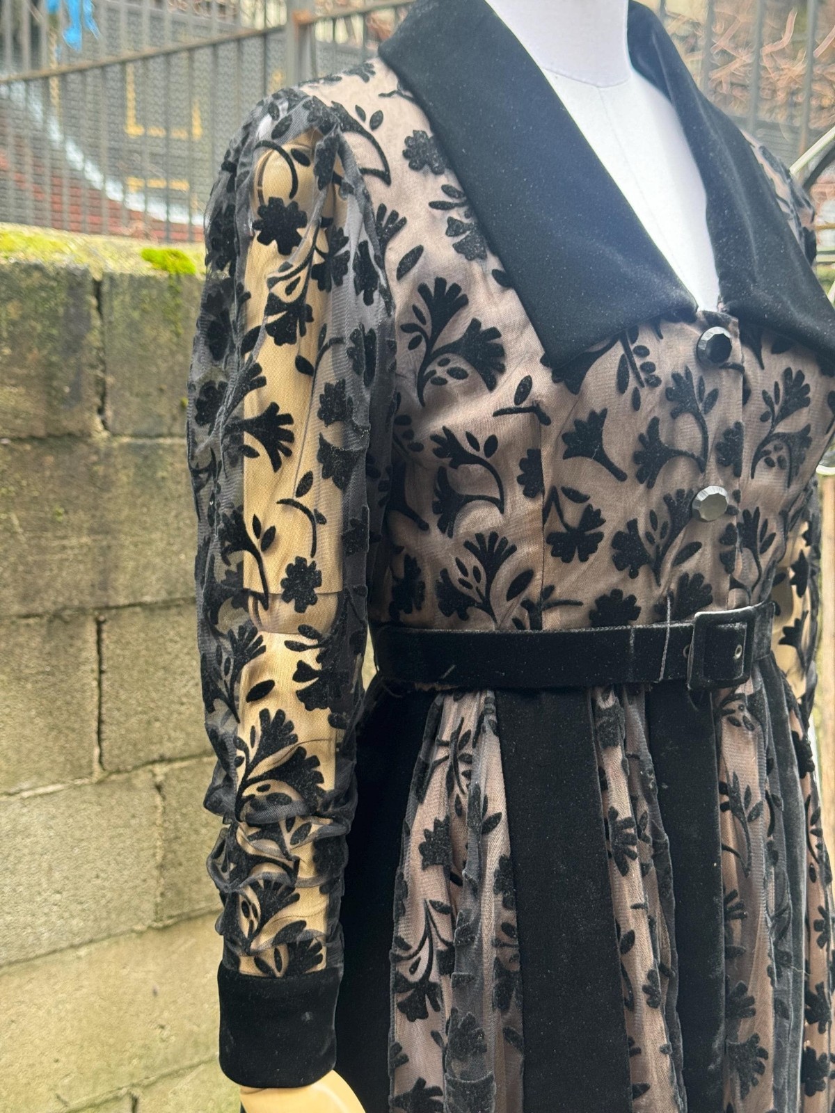 1980s Givenchy Couture Flocked Velvet Dress – RARE – 1940s Style