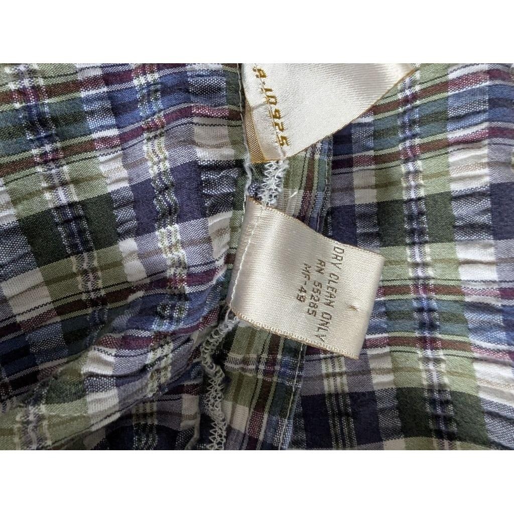 Vtg Express Plaid Trousers Green Navy High Waist Tapered Pants Womens Sz 11/12