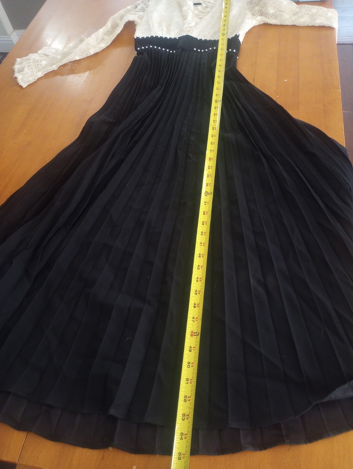 vintage black and white gown, ruffles and floral lace, empire waist no tags
