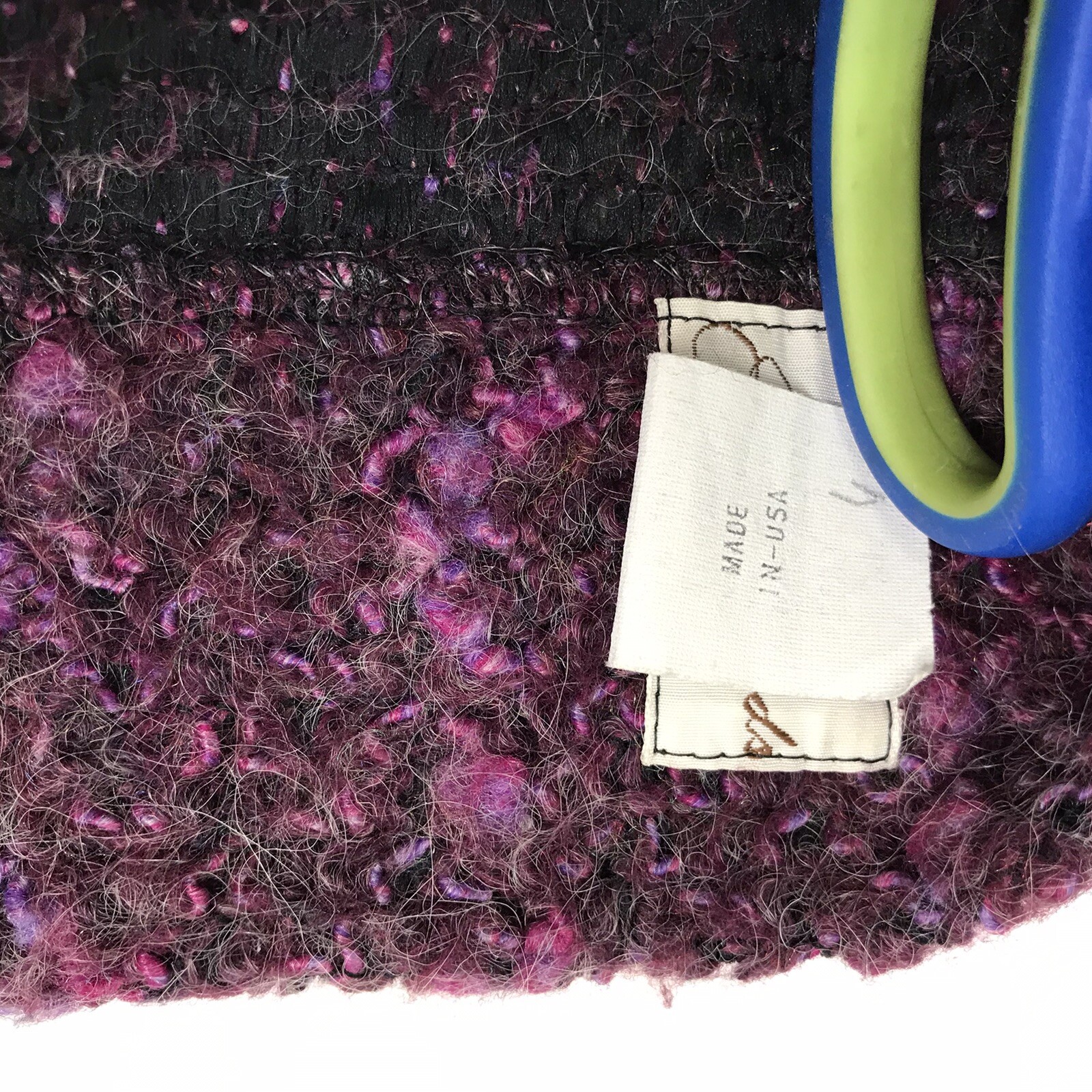 Vintage Sweater Purple Mohair Blend 60s Toni Woods New York USA 44 XL Nubby open