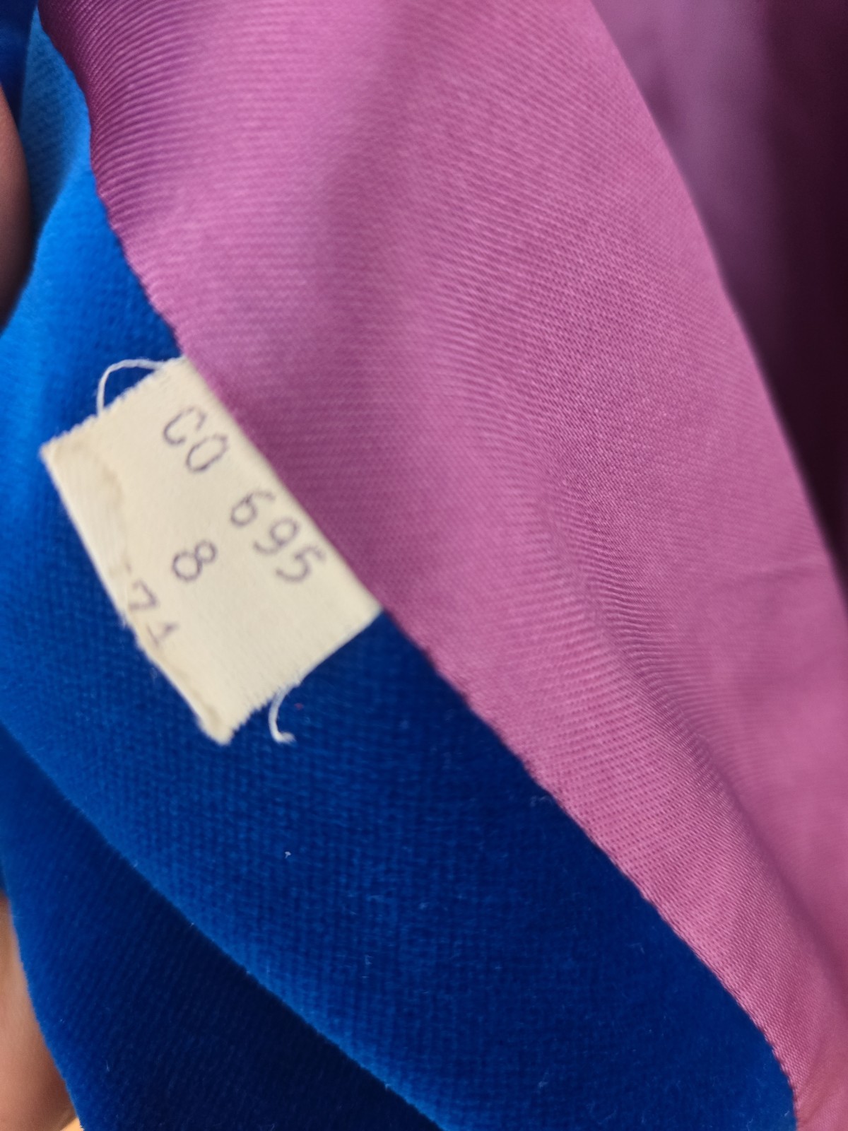 Surrey Classics 1960’s Double Breasted Blue Velvet Coat Size 8 Rare