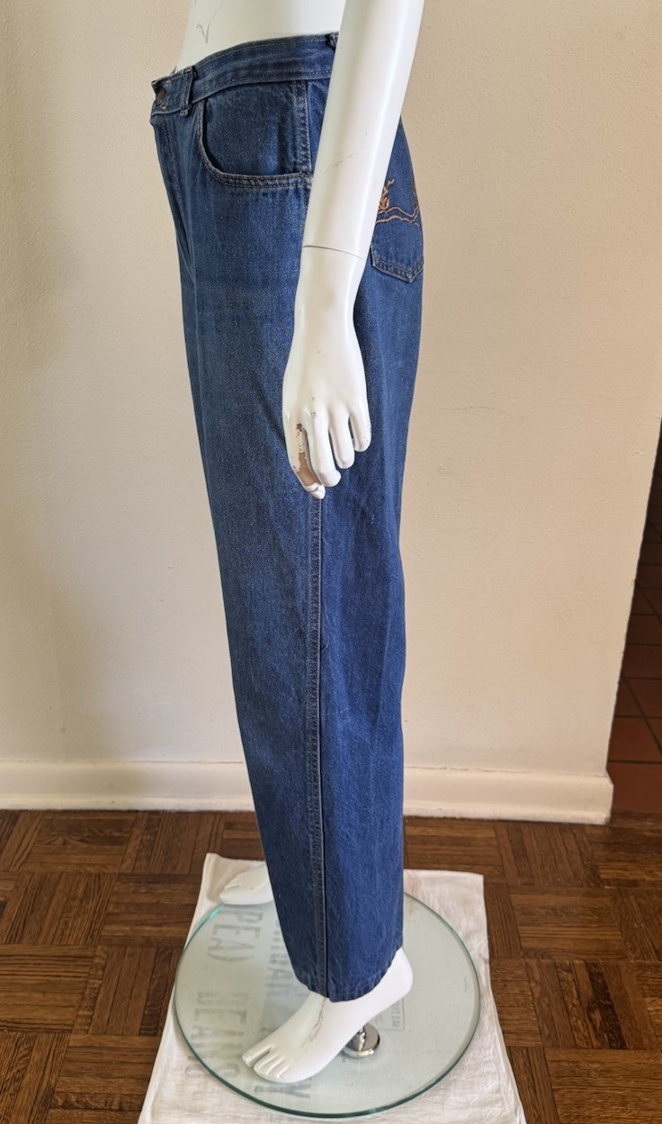 70s Vtg Jean Michele Paris Western Cowgirl Denim Jeans W 27 L 30 Embroidered