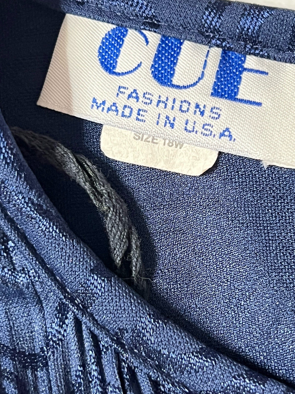 Cue Fashions Vintage Navy Pleated Lace Trim Midi Dress 18W Made in USA
