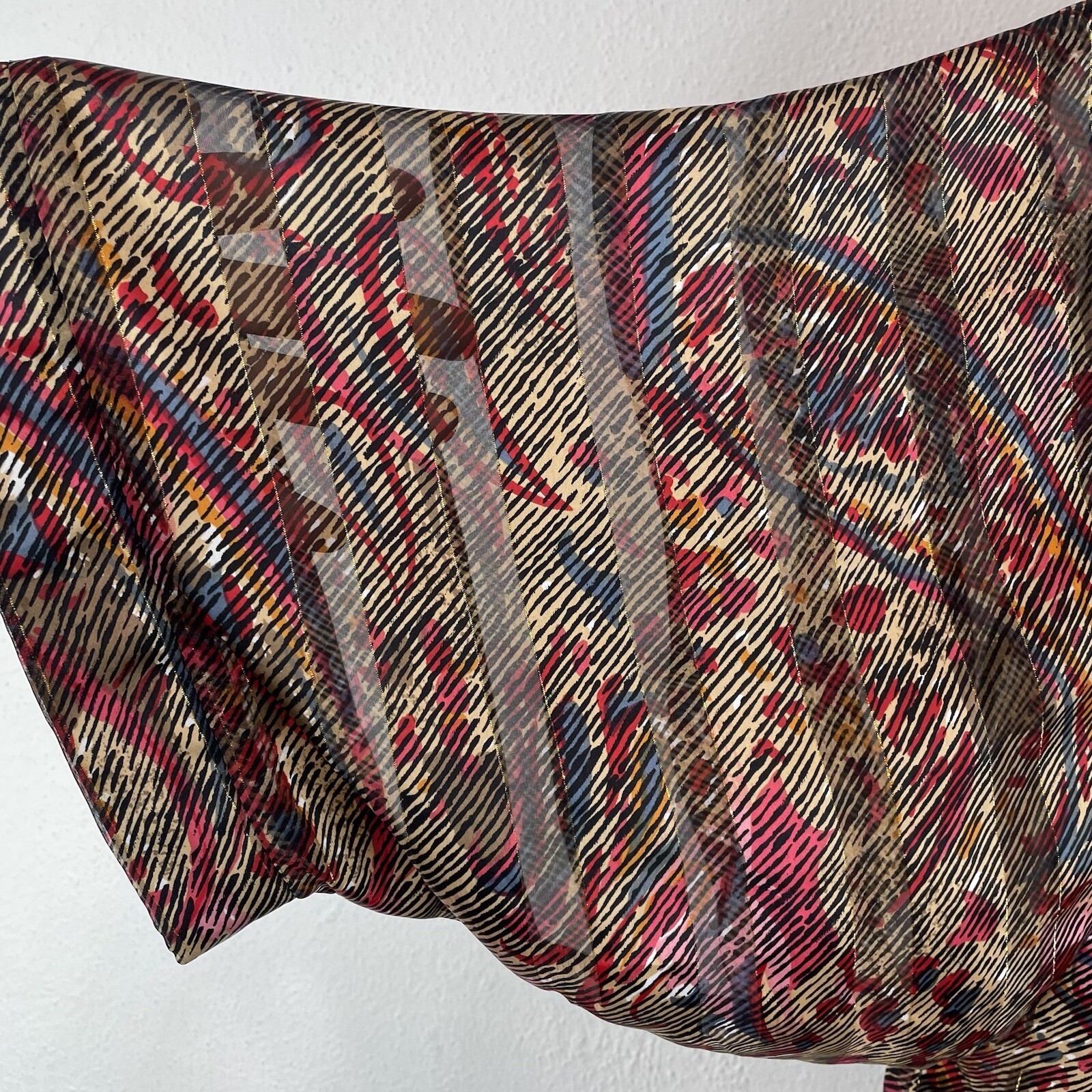 Vintage 80s Sheer Metallic Paisley Open Front Kimono Style Cardigan One Size