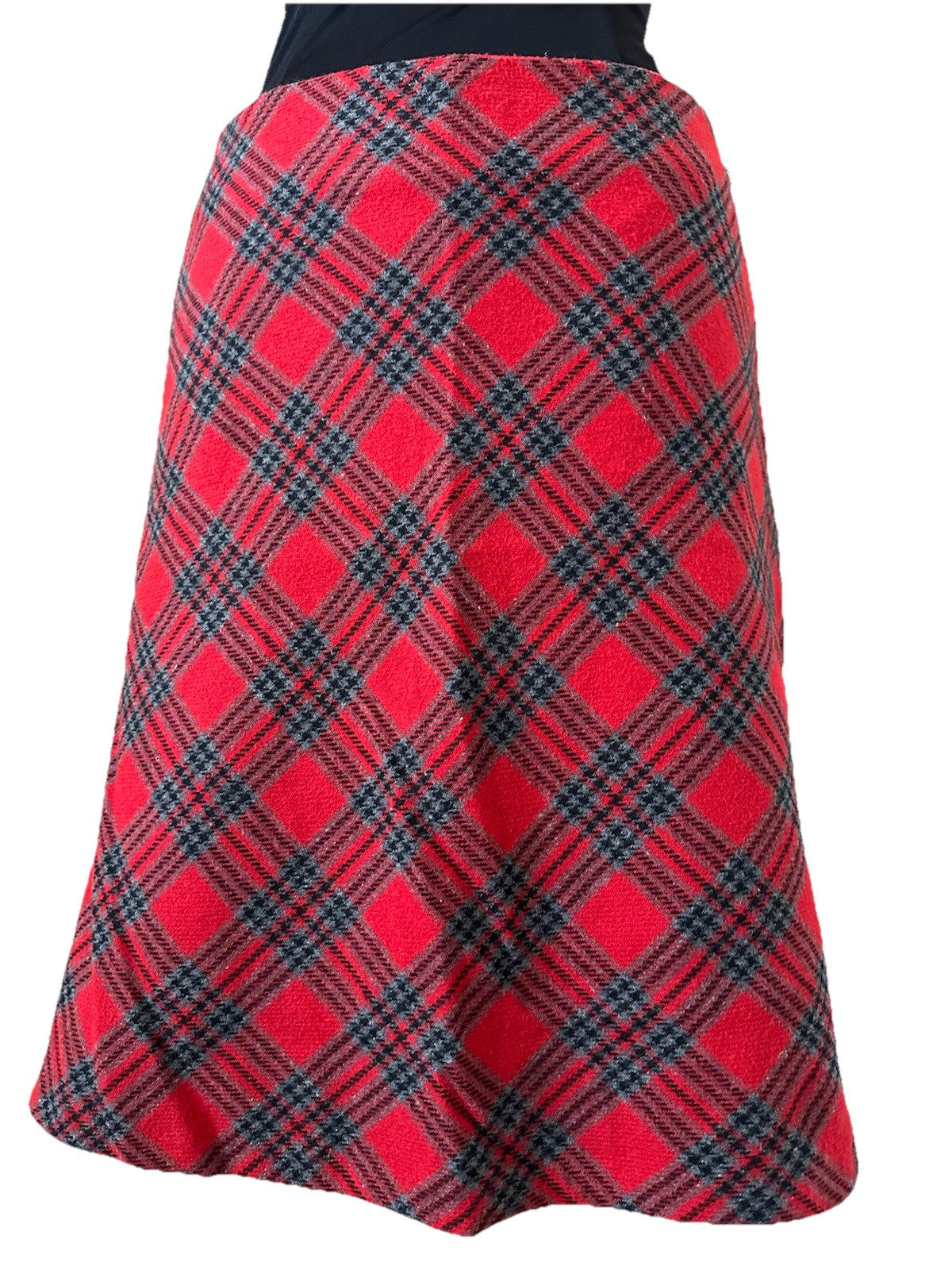 Red Tartan Plaid Vintage Skirt sz 9 Wool Blend Made in USA 35th & 10