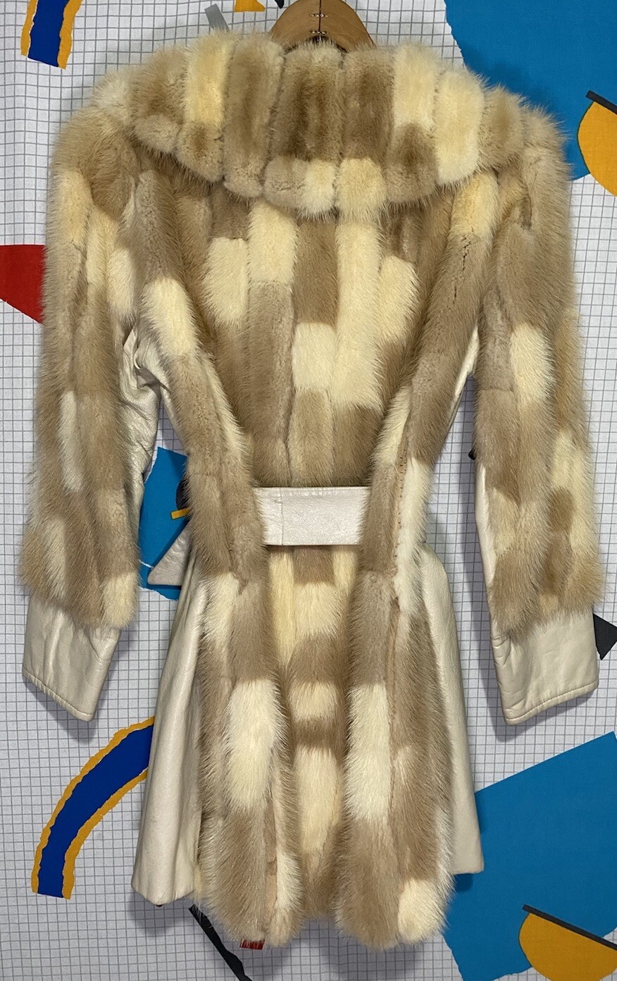 Vintage 70s Fur Patchwork Leather Jacket Coat Fox Mink Mosaic Hippie Mobwife 60s