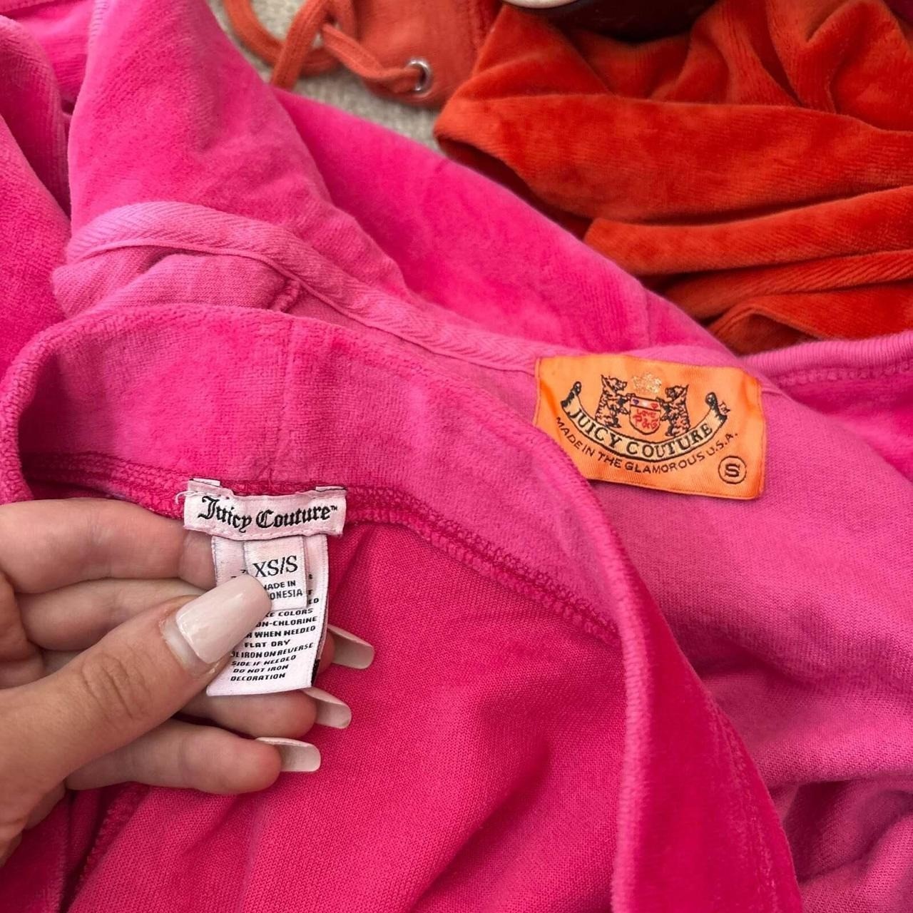 Vintage Juicy Couture Y2K Logo Hot Pink Velour Tracksuit Set 2-piece size XS