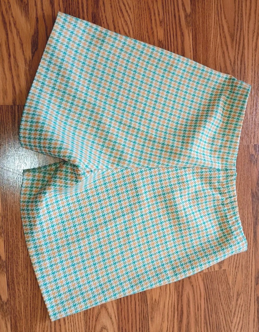 1960s 70s Preppy Mod Golf Shorts Houndstooth Plaid Green Orange 5″ Jrs 15/16 VTG