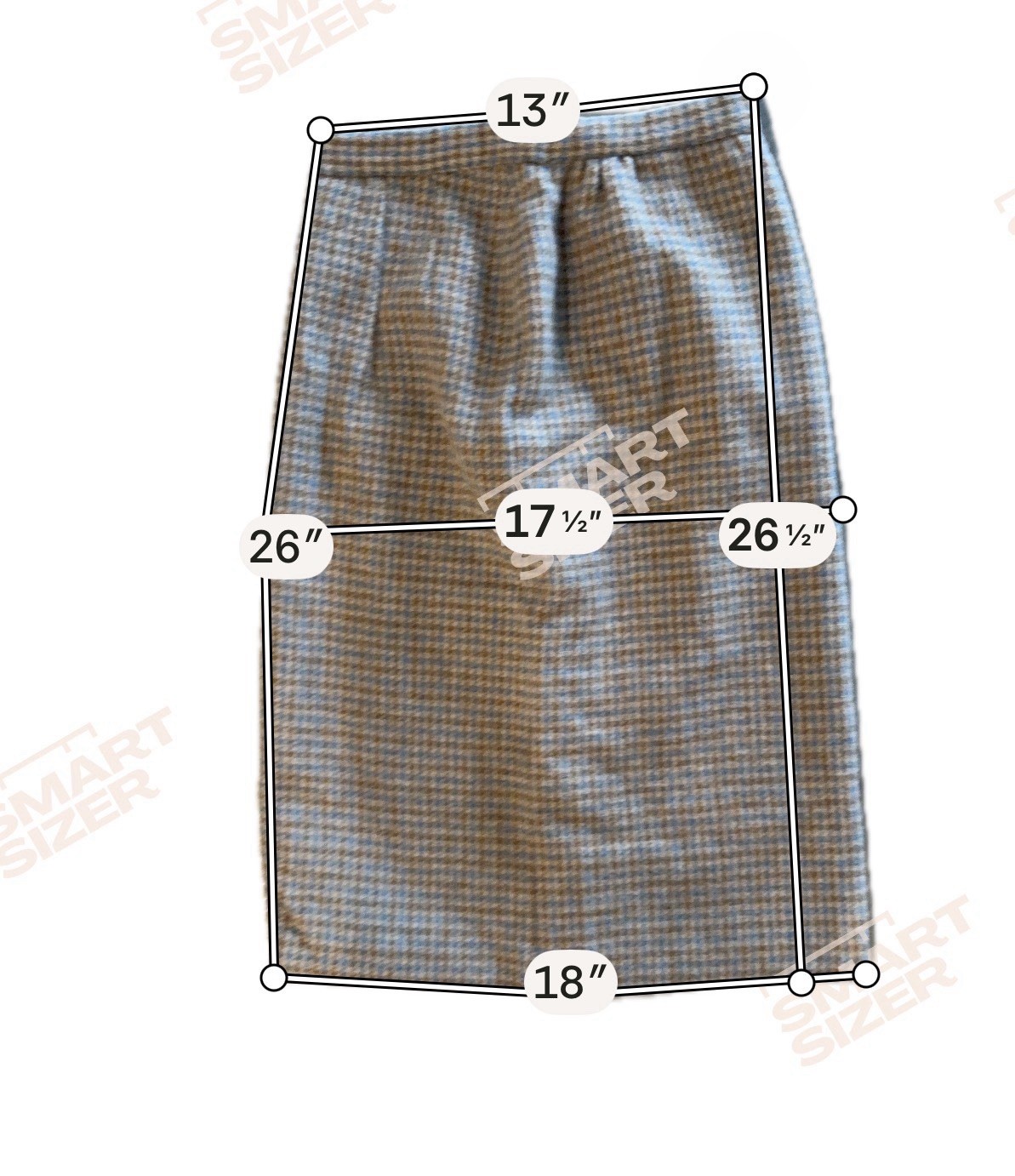 Vintage Handmade Wool Blend Tweed Skirt Blue Tan Houndstooth Lined 26 Waist