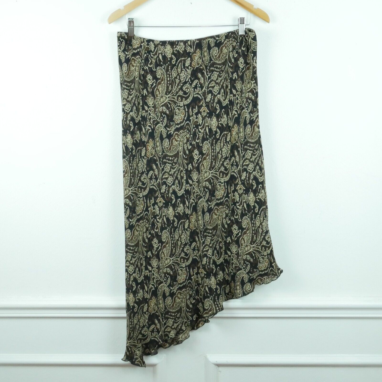 Vintage Asymmetric Silk Skirt Ruffle Sheer Feminine Whimsigoth Fairy Y2K 14 16