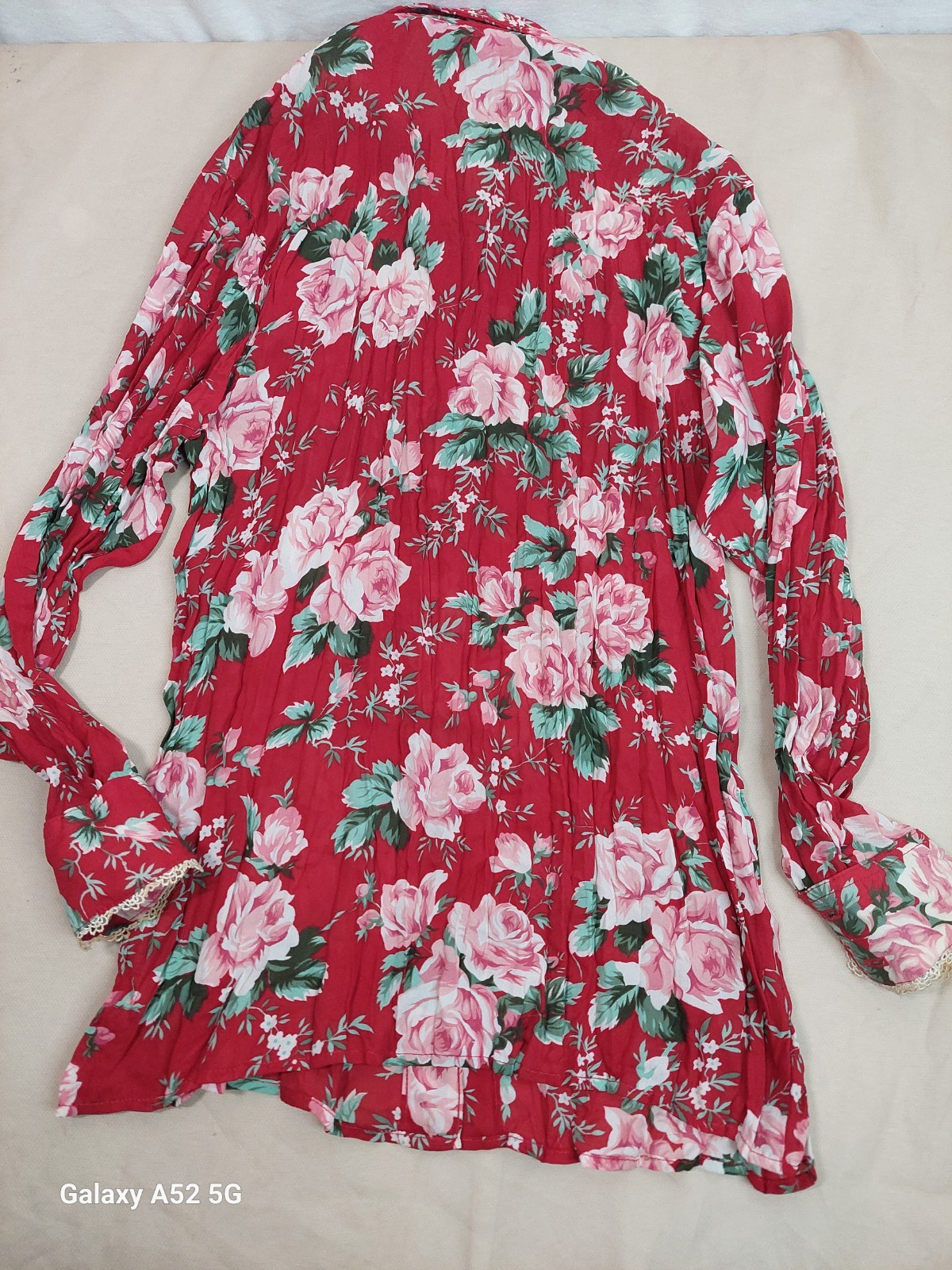 Vintage GUESS Jeans Floral Blouse USA S Red Pink Roses Button Up 90s Cottagecore