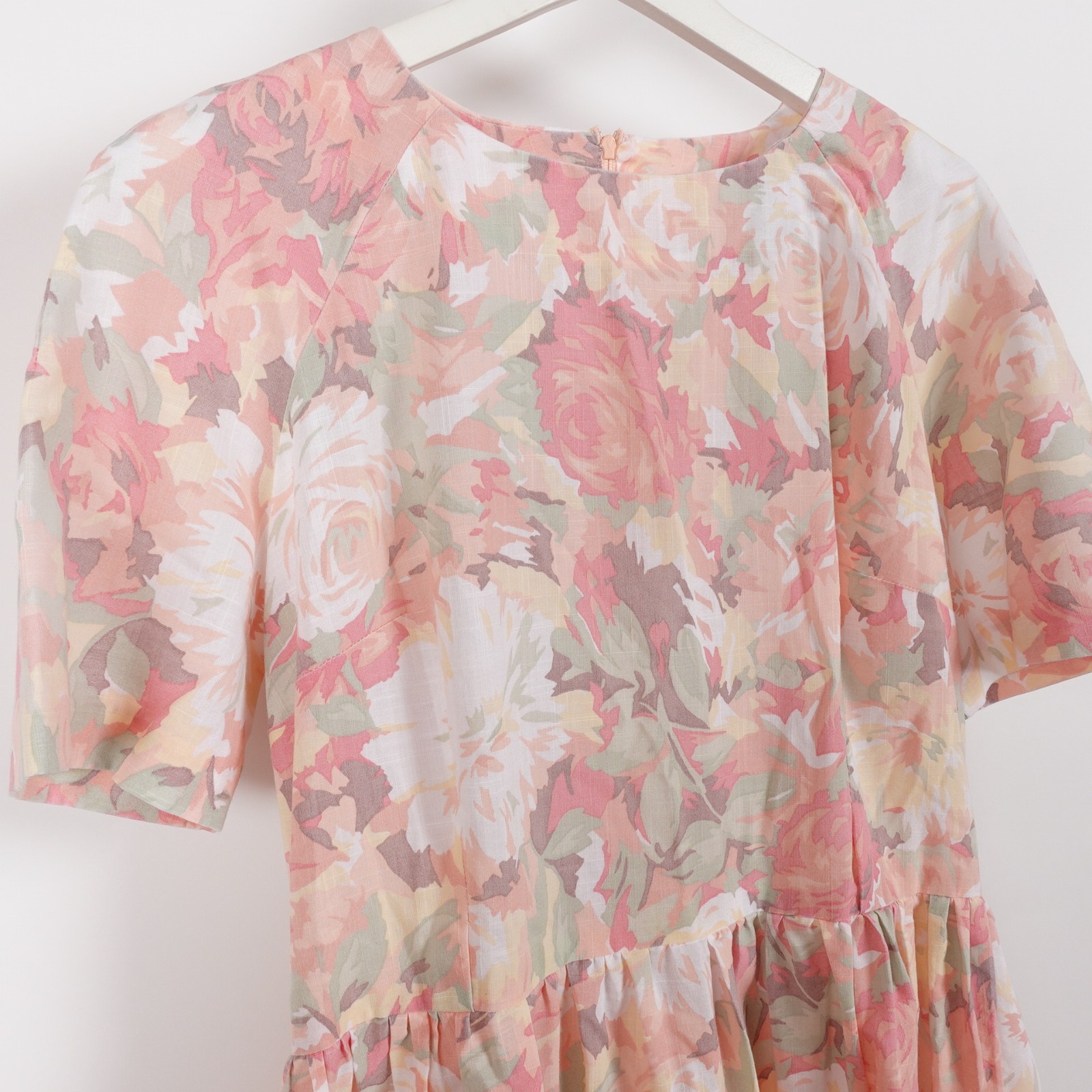 Vintage 70s Women’s Prairie Sun Foral Rose Dress Size Women’s Medium Pastel Pink