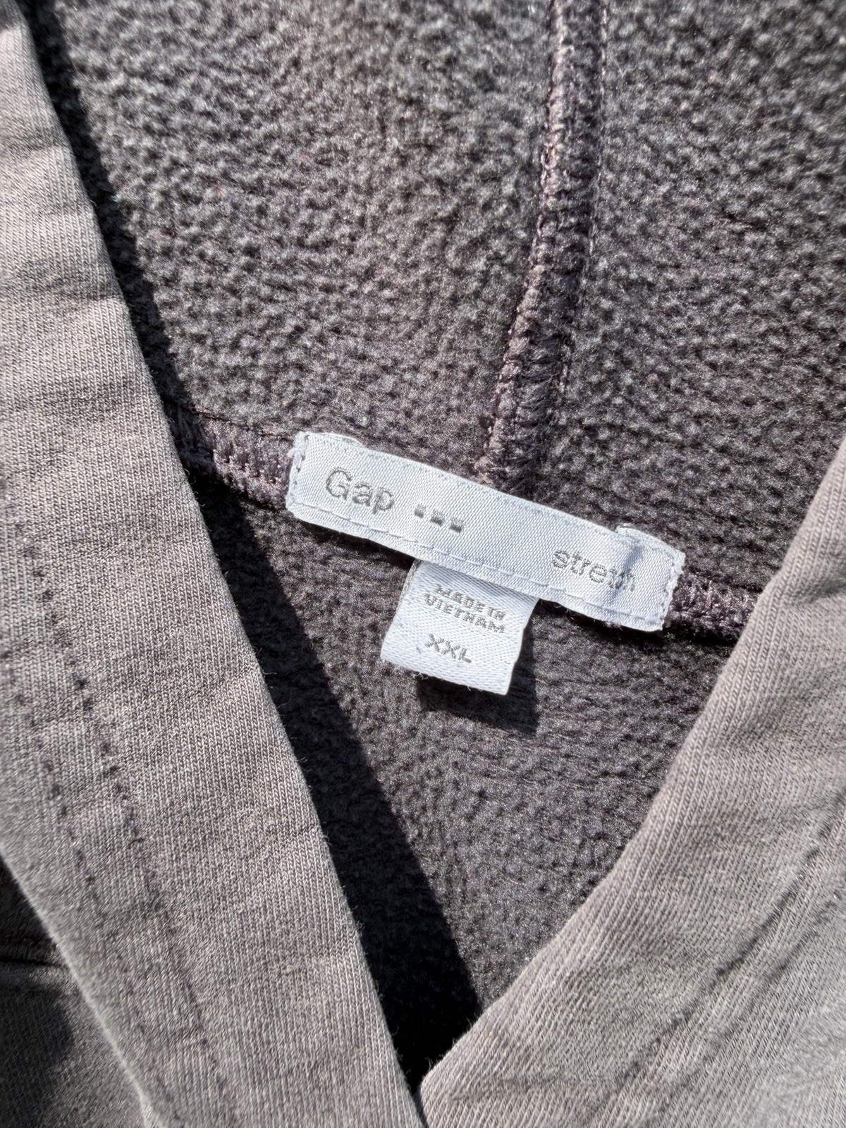 Vintage GAP Stretch Hoodie XXL Grey Lilac Purple Spell Out Logo Sweatshirt Y2K