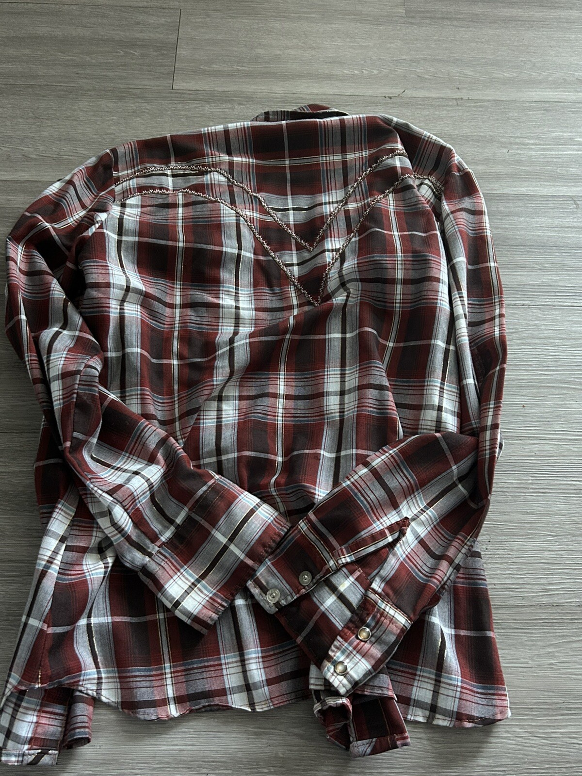 VTG 60’s TEM TEX Western Wear Plaid Cowboy Shirt Pearl Snap Buttons size 15/16