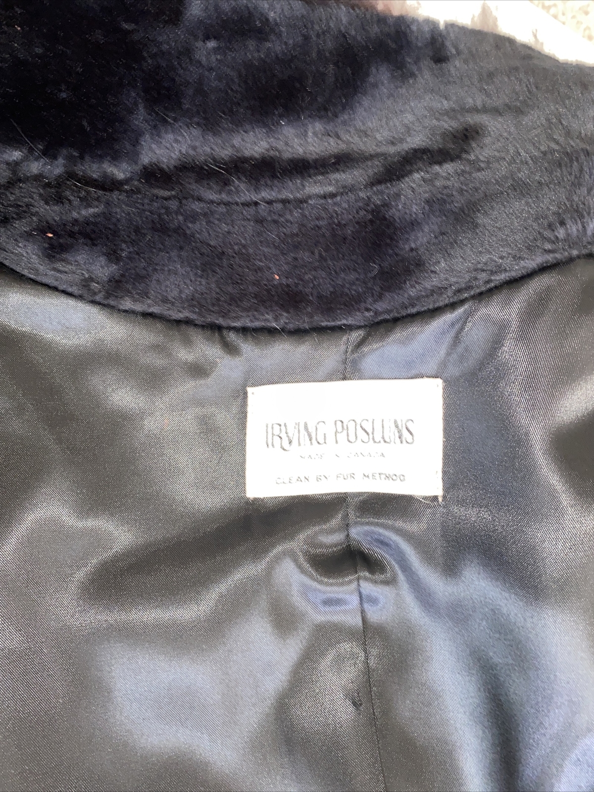 Irving Posluns Black Glam Raccoon Trimmed Orlon Coat New Old Stock NWT Sz M