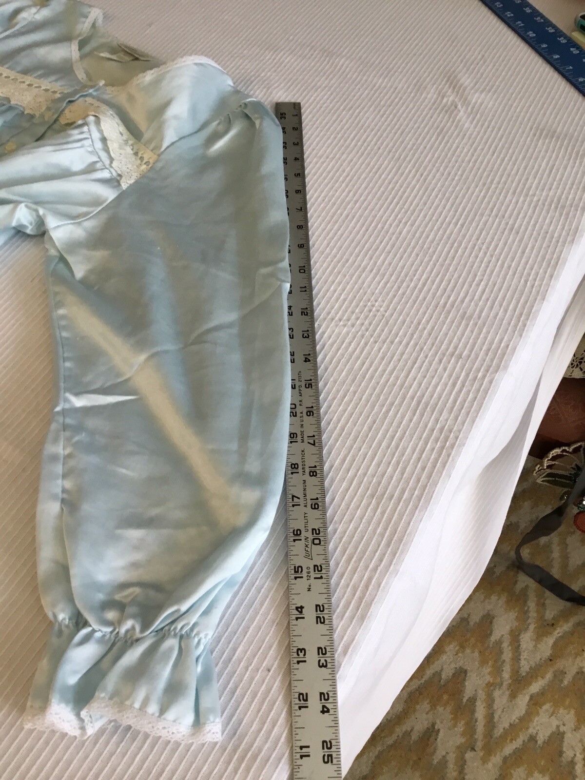 Nicole Vintage night gown Blue M USA poly cotton Blend Satin mid-calf