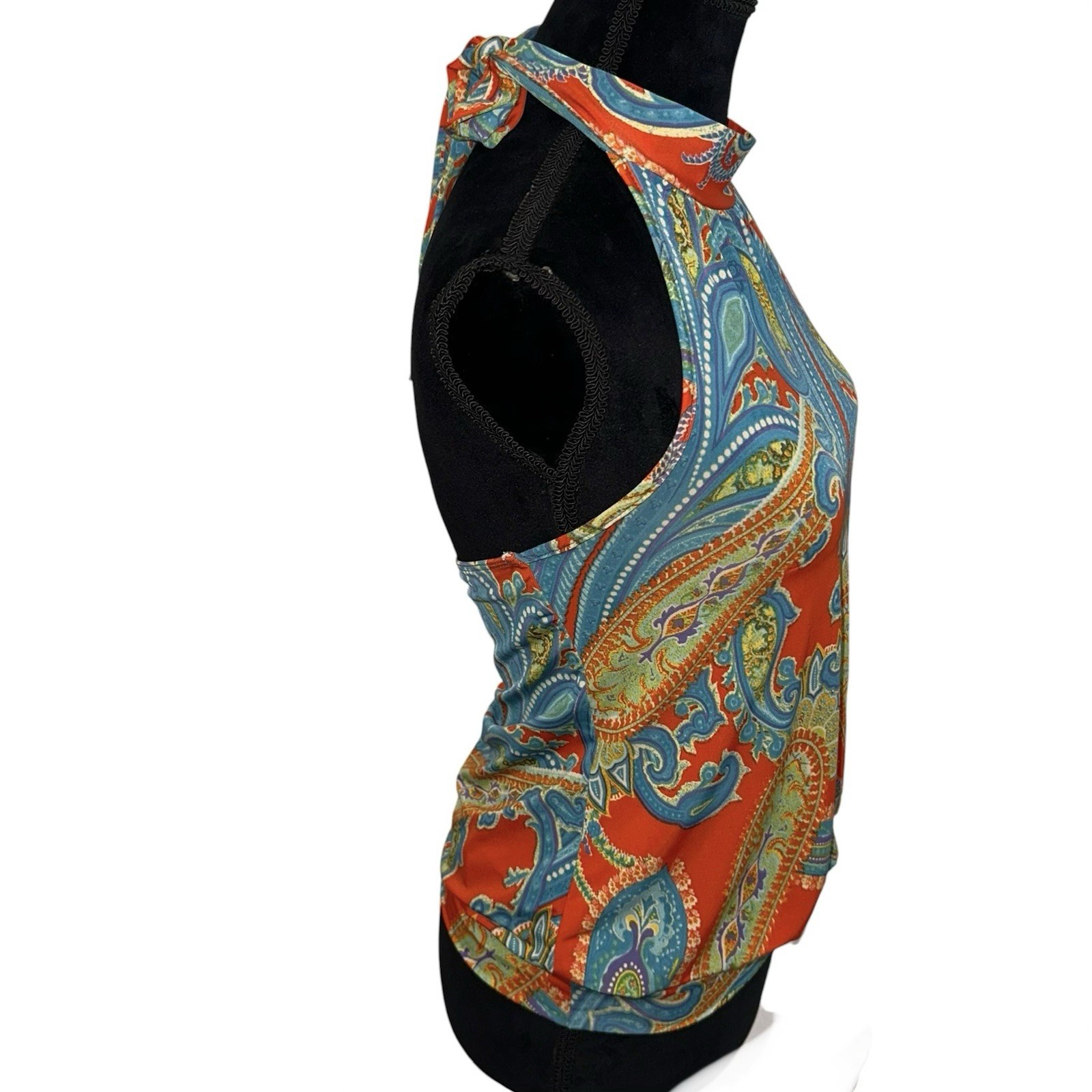 Vtg Judy Knapp Halter Top Size S Retro Paisley Print Hippie 70s Boho