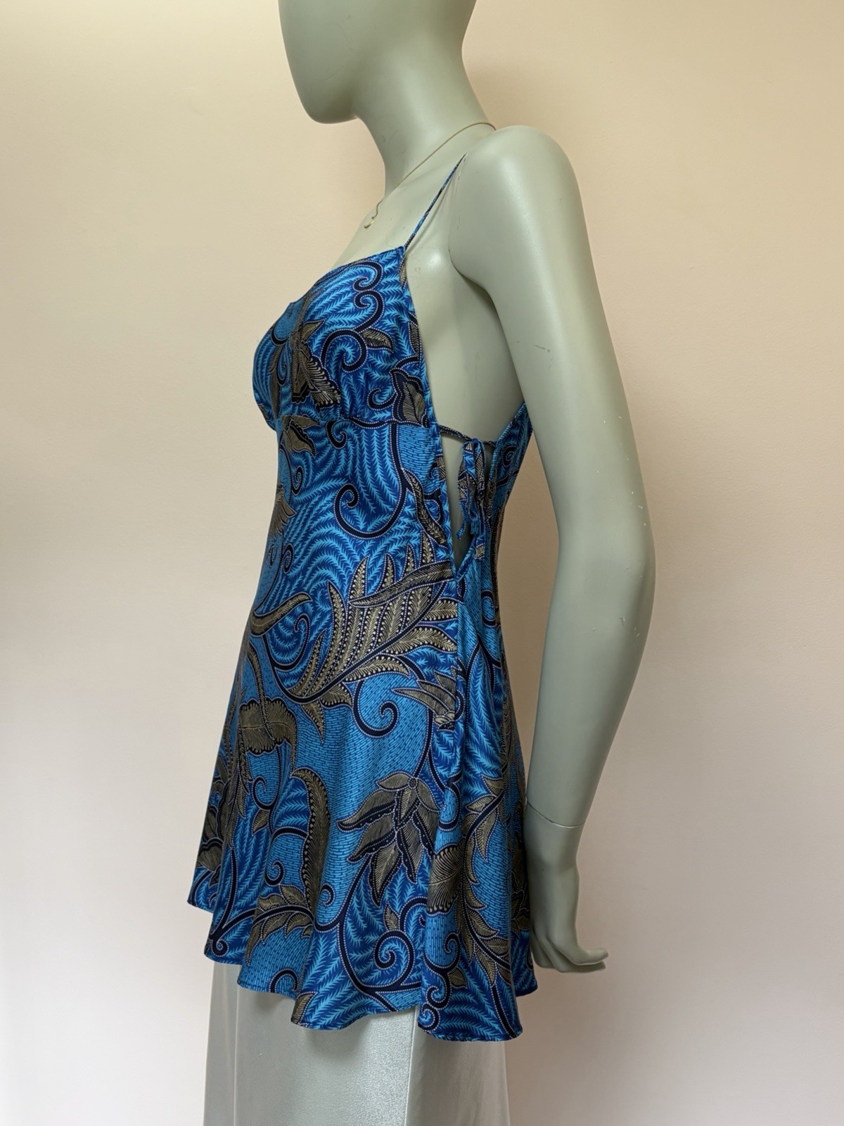 VTG 1999 Victoria’s Secret Silk Chemise Slip Dress Top Blue Phoenix Bird Print M