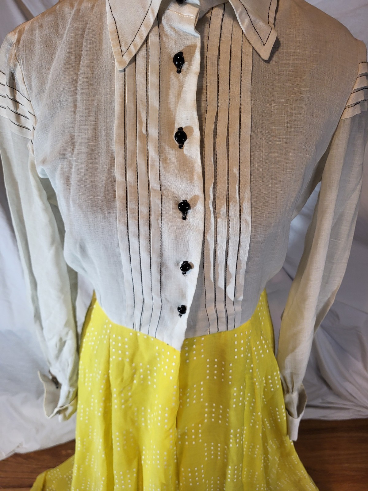 VTG 1970s SABA OF CALIFORNIA SIZE 12 BOHO HIPPIE PRAIRIE DRESS Pleated Flowy