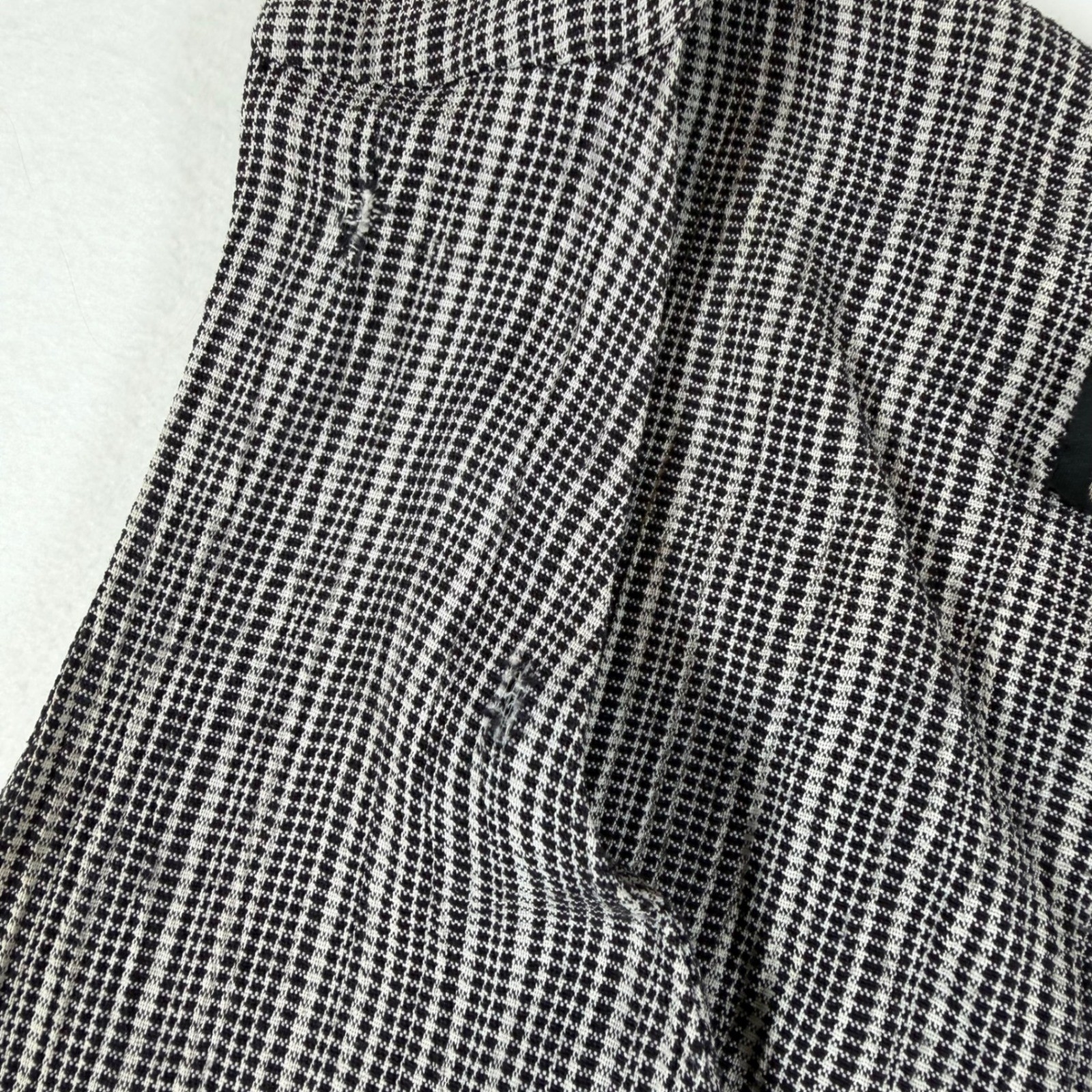 Vintage Butter Mom Alexis Fashions Black White Check Button Front Lace Up Dress