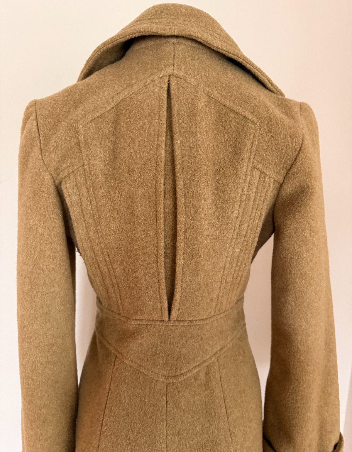 Vintage Camel Wool Belted Coat Tailored Fit & Flare Minimalist Quiet Luxury 70’s