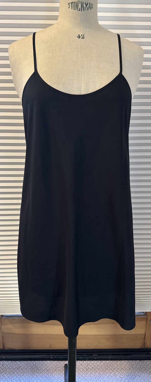 True Vintage 1950’s Black Sheer Cotton Mid Century Dress Pintuck Bodice M