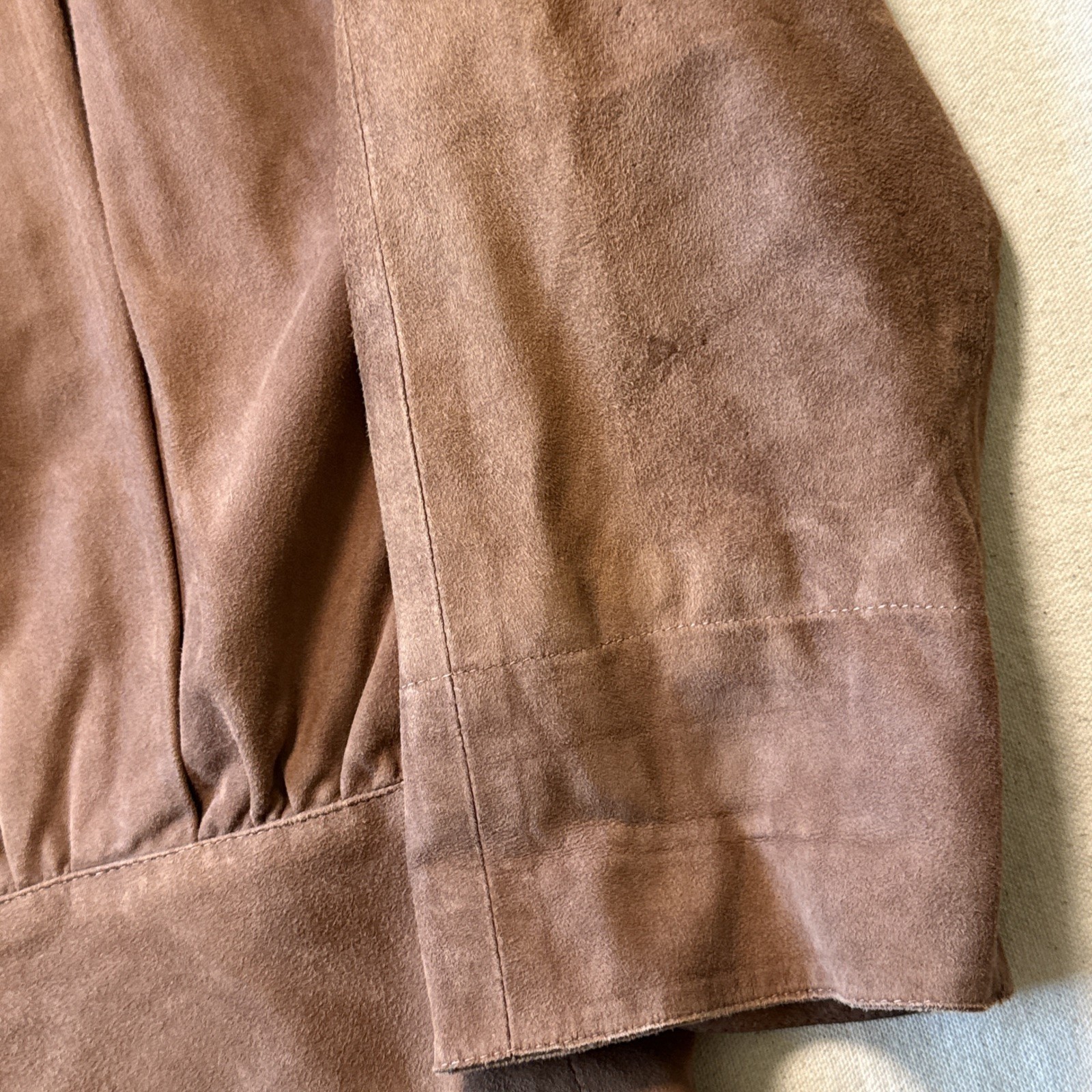 VTG Alan Austin Beverly Hills Suede Snap Jacket Sz 38 Made In France