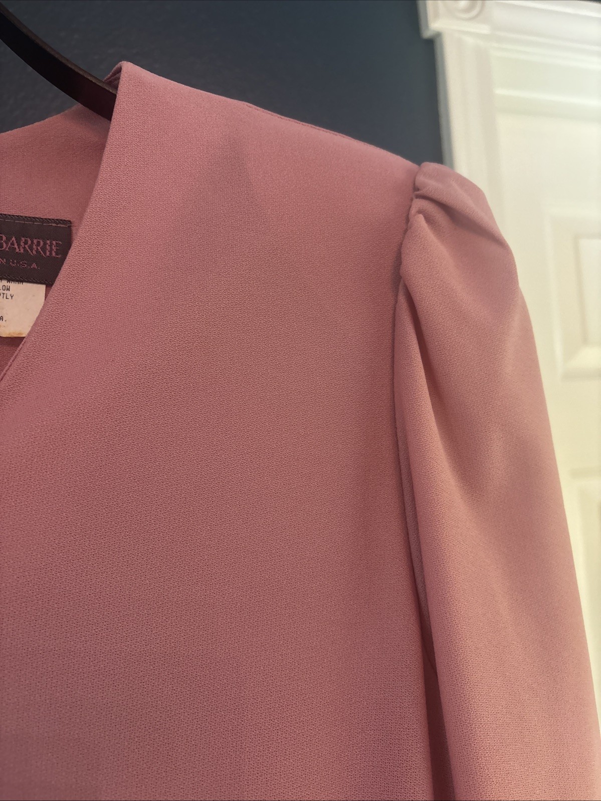 WOMENS VINTAGE SIZE 9-10 MAUVE PINK ROSE PLEATED 3/4 SLEEVE DROP WAIST DRESS