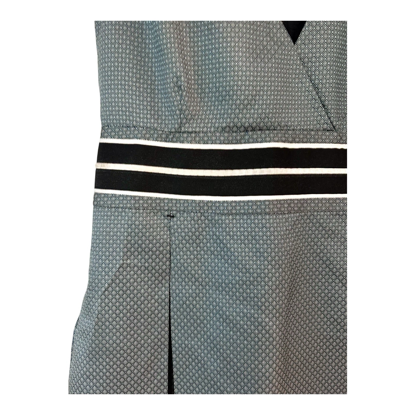 Vintage Original Penguin Silk Dress Size 6 V-Neck Empire Waist Gray Navy