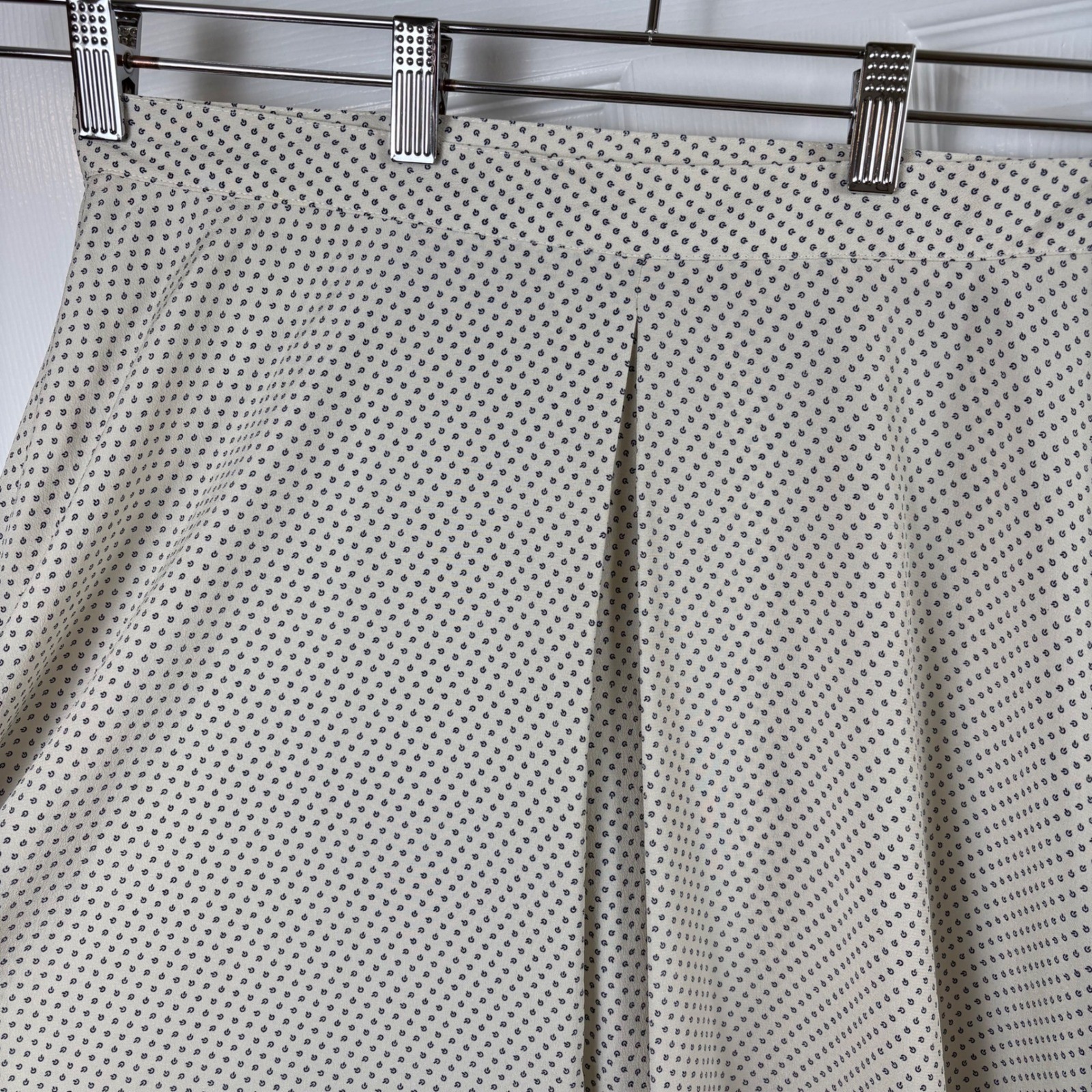Vtg Rena Rowan Skirt 16 Cream Navy A-Line Midi 90s Academia Fairy Cottagecore
