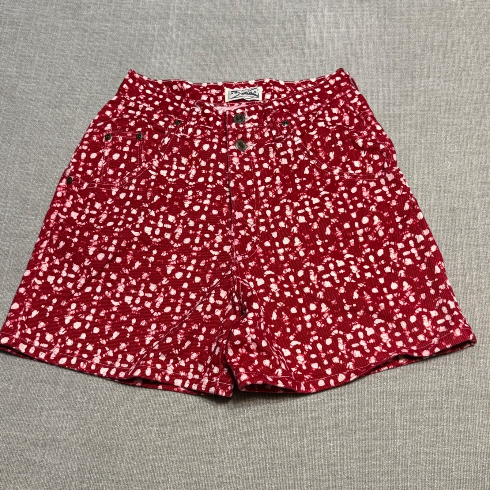 Arizona Jean Co Vintage 90s Red White Spotted Denim Shorts Size 11 High Waisted