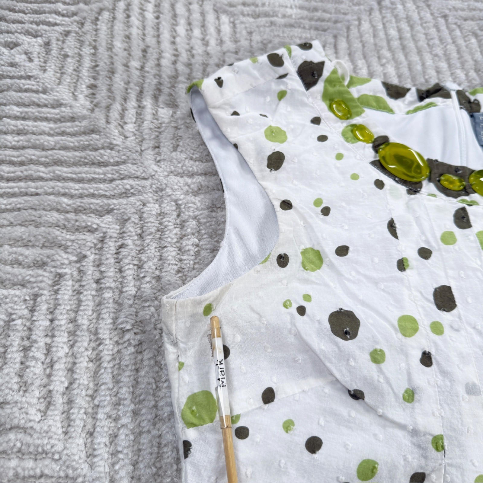 Rabbit Rabbit Rabbit Designs Dress Women’s 10 White Green Polka Dot Mod Retro