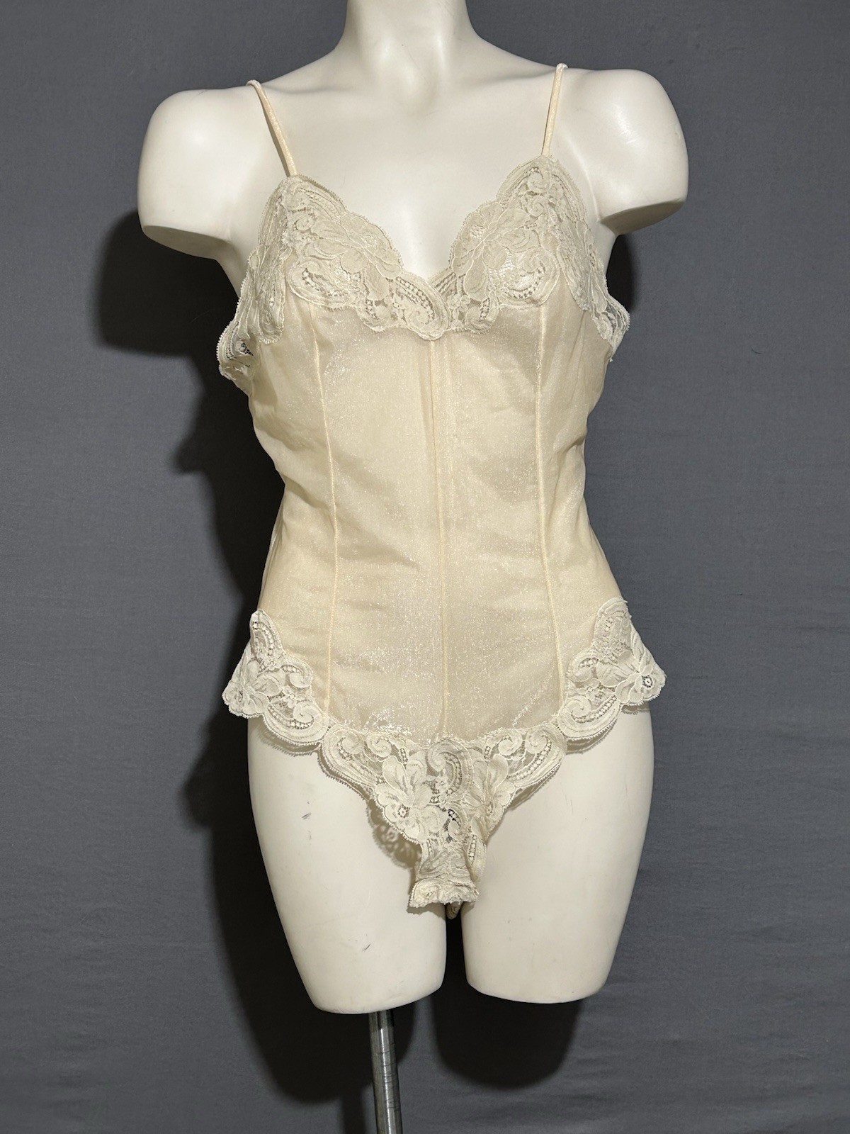 Lady Lynne Vintage Lingerie Bodysuit Sz Small Sheer Nude Mesh ILGWU Made