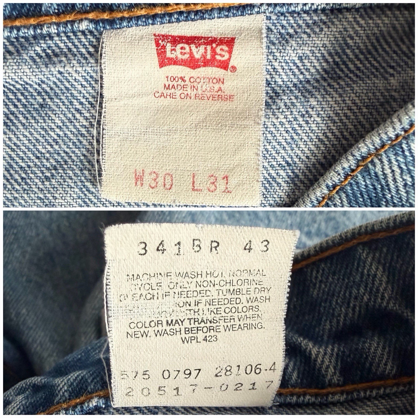 90s Levi’s 517 Orange Tab Boot Cut Made in USA 28×29 (Tag 30×31) Natural Fade
