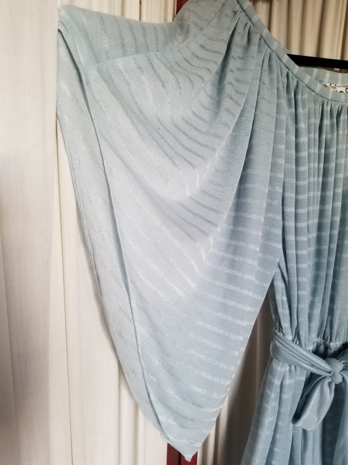 Women’s Dress Light Blue 70s 80s SOLO SAN FRANCISCO Removable Belt Midi