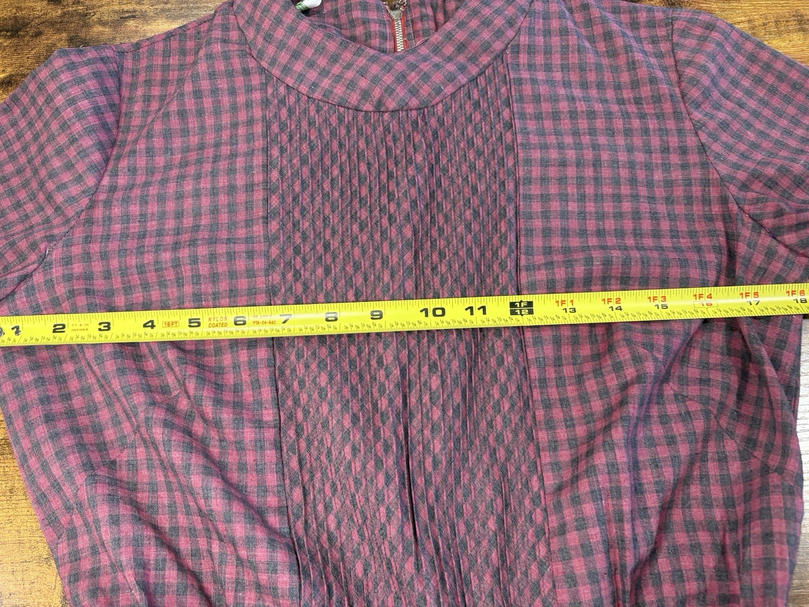 Union Made Vintage 60s Nancy Greer Dress Plaid Thin Belted Small Black Red